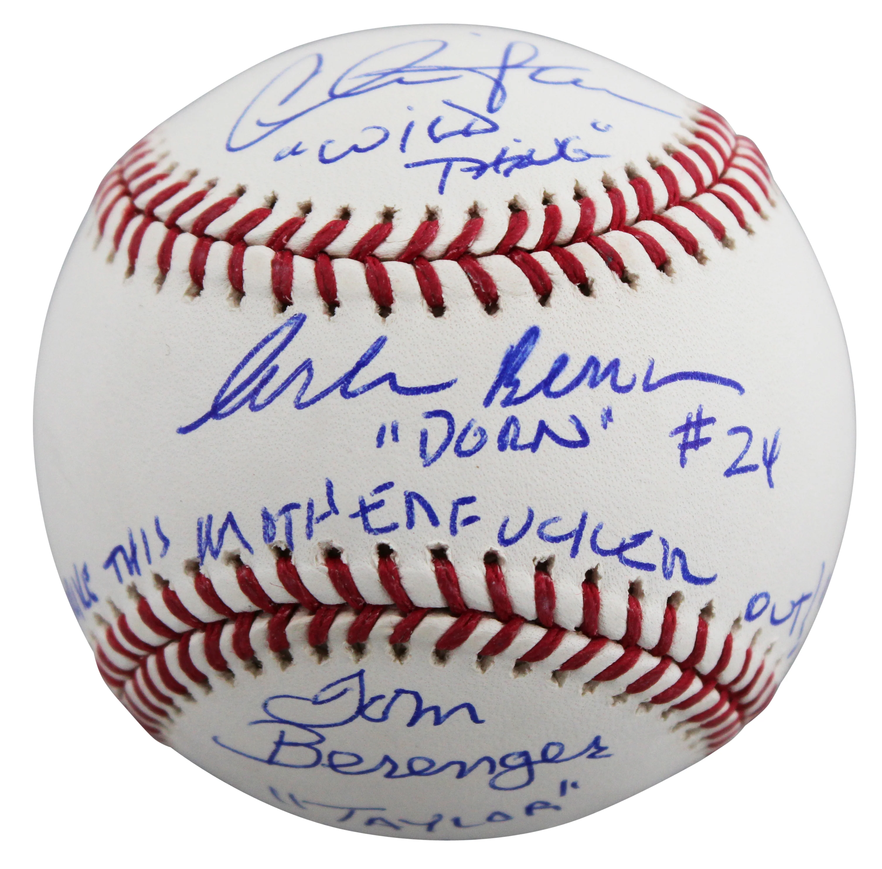 Major League (3) Sheen, Berenger & Bernsen w/ Insc Signed Oml Baseball BAS Wit 1 - Image 3