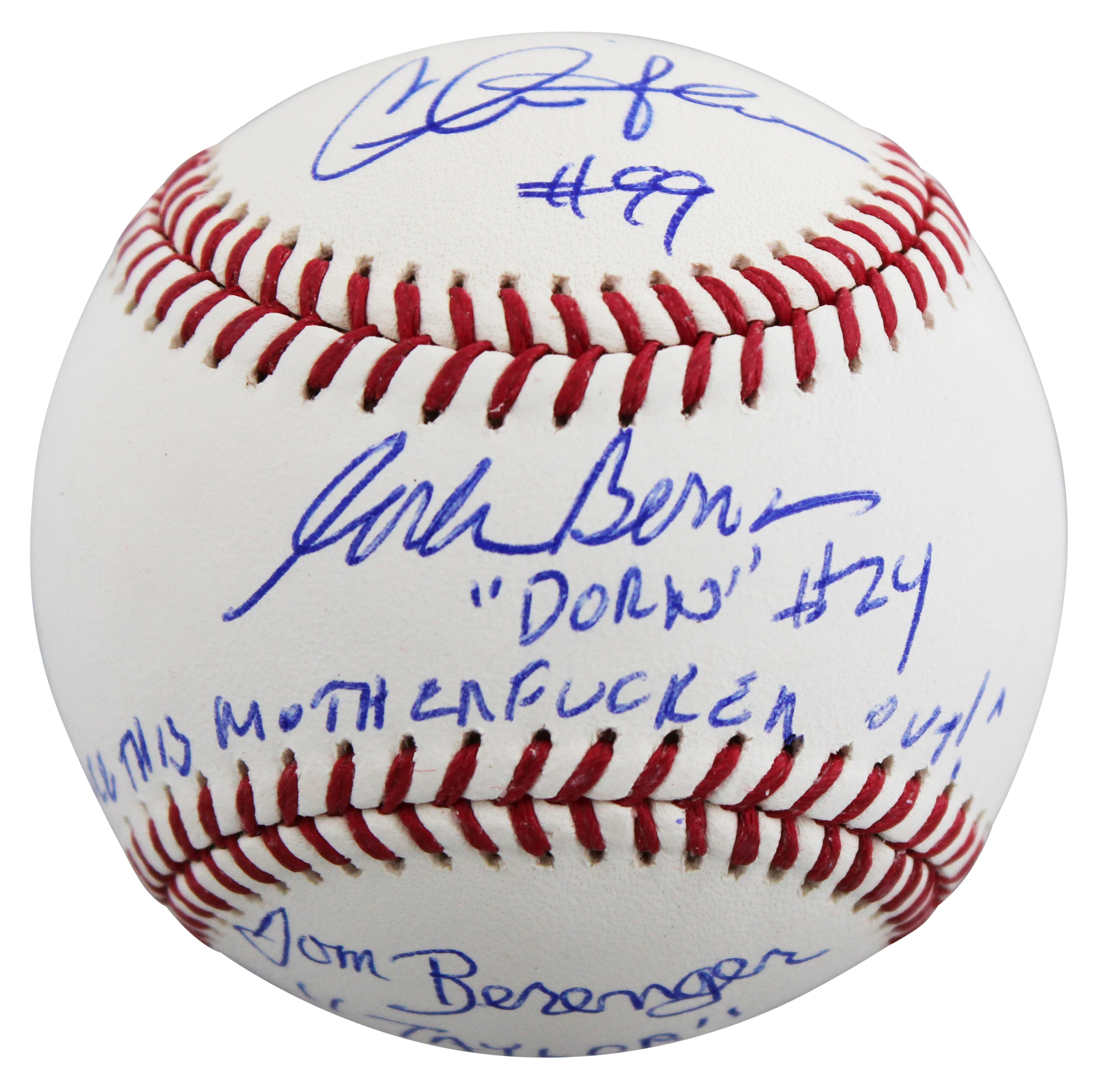 Major League (3) Sheen, Berenger & Bernsen w/ Insc Signed Oml Baseball BAS Wit 2 - Image 3
