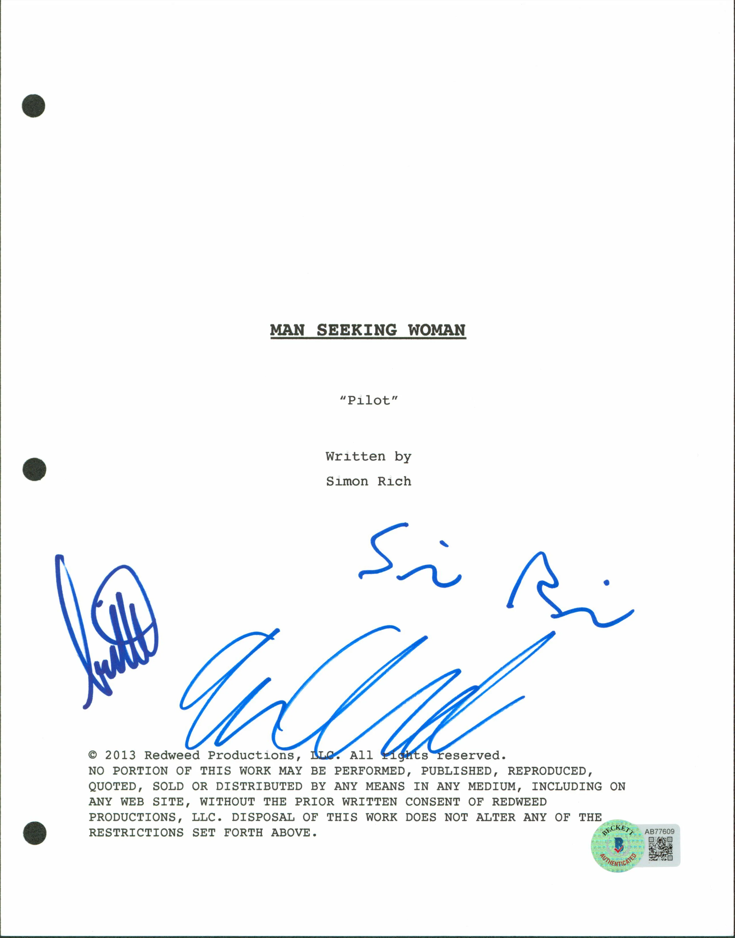Man Seeking Woman (3) Lower, Andre & Rich Signed Script Cover BAS #AB77609 - Image 2