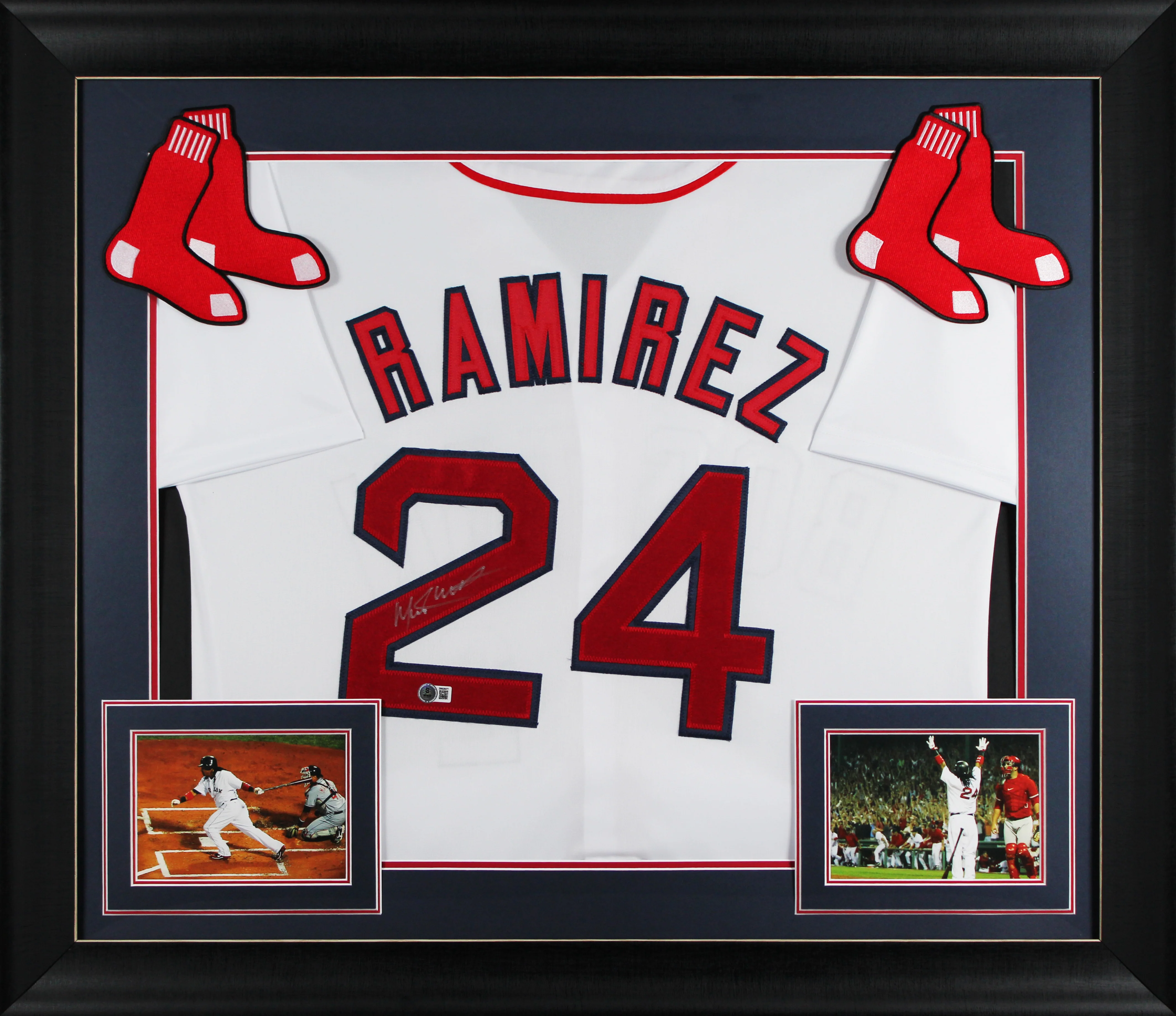 Manny Ramirez Signed White Pro Style Framed Jersey BAS Witnessed #2W629377 - Image 2