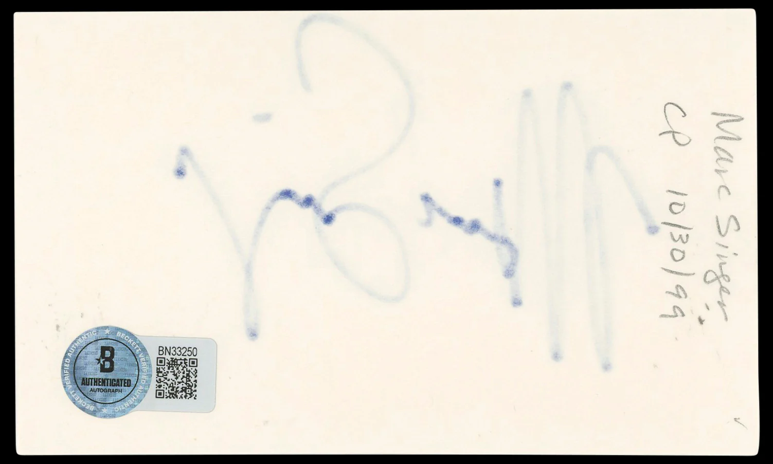 Marc Singer The Beastmaster Authentic Signed 3x5 Index Card BAS #BN33250 - Image 3