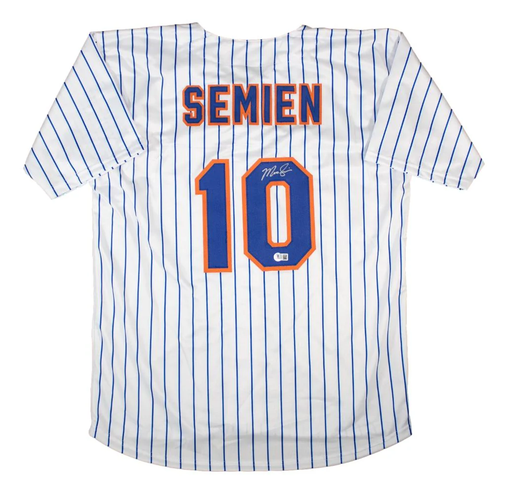 Marcus Semien New York Signed White Baseball Jersey BAS