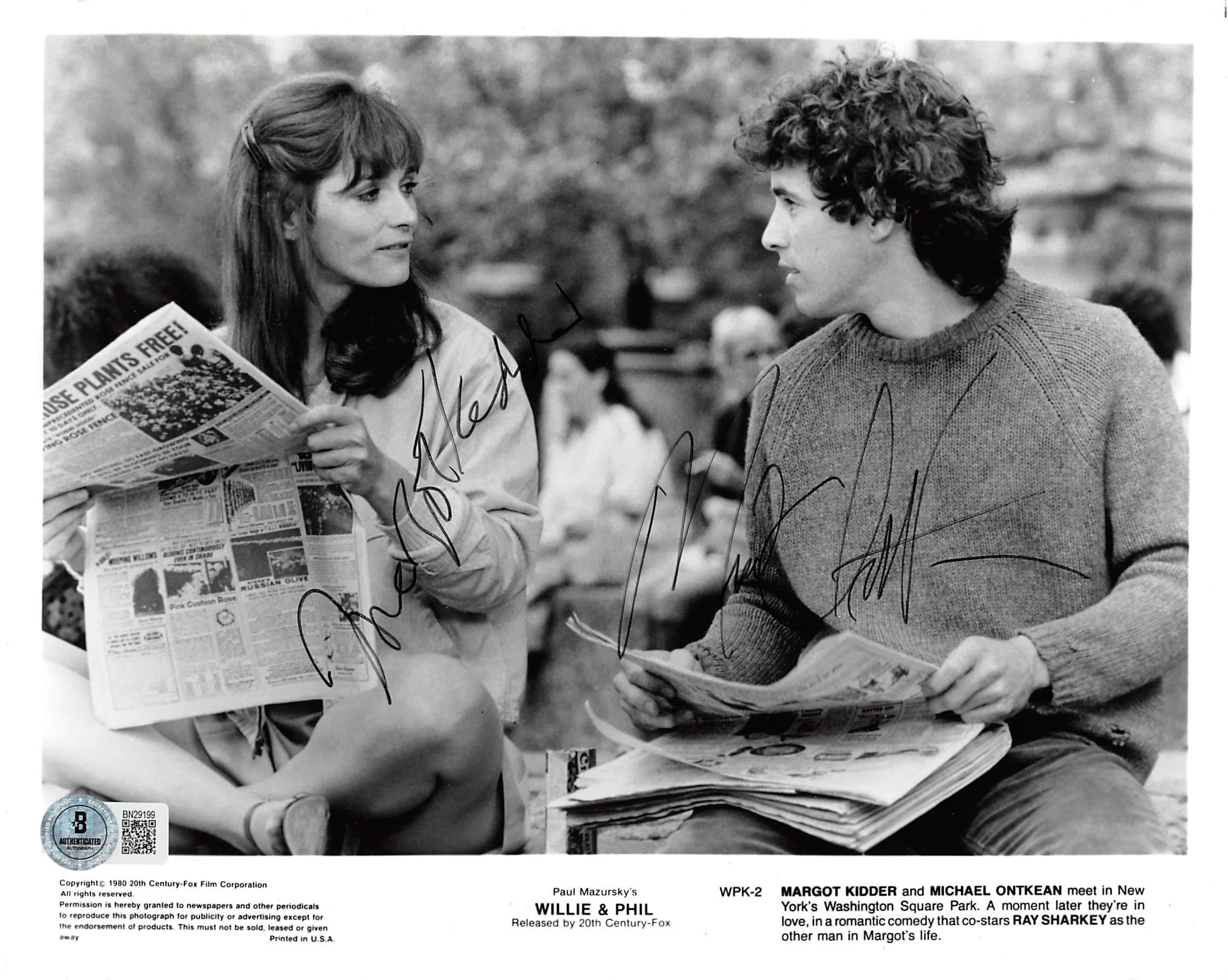 Margot Kidder & Michael Ontkean Willie & Phil Signed 8x10 Photo BAS #BN29199 - Image 2