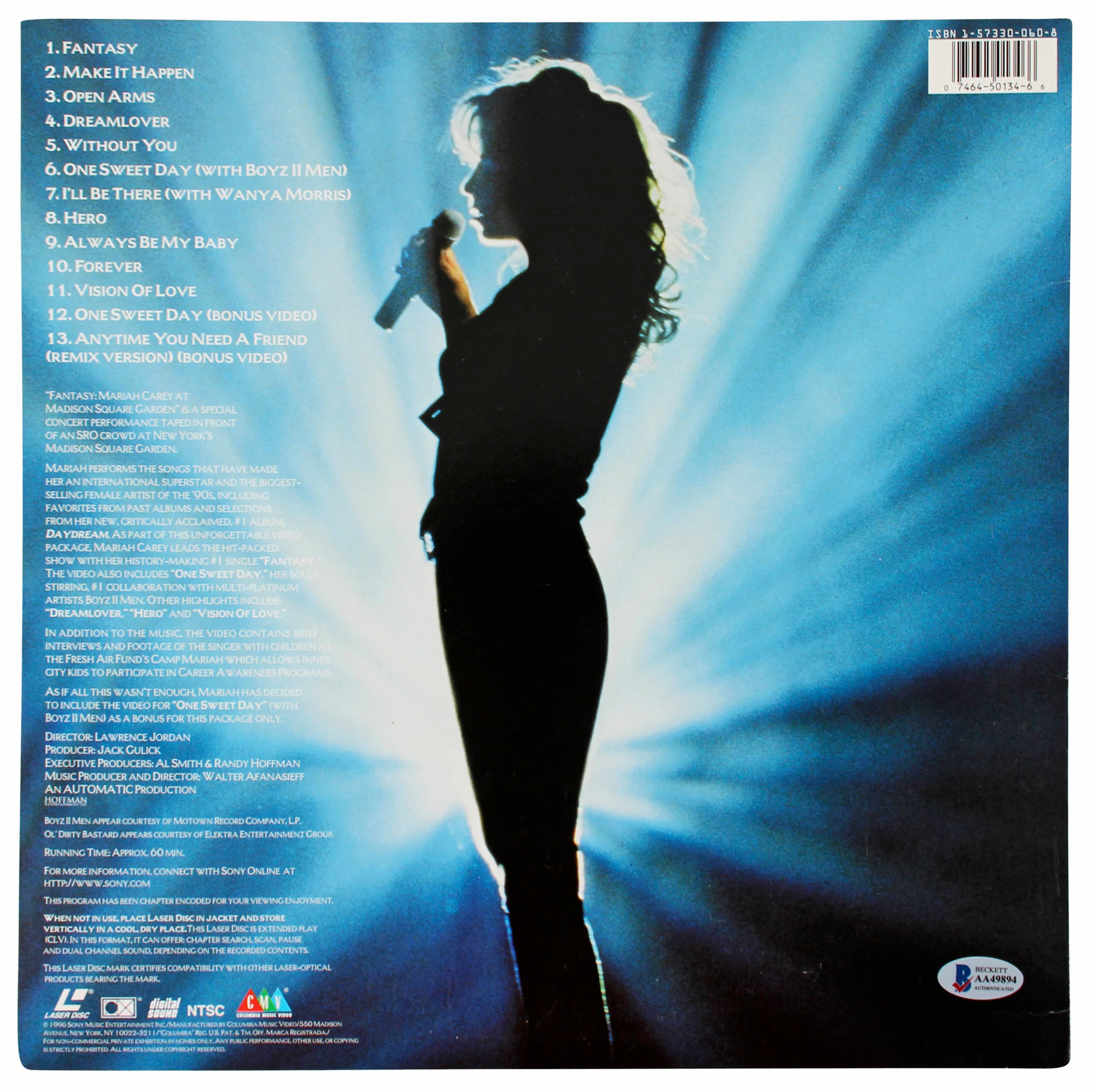 Mariah Carey Signed Fantasy: Madison Square Garden Laserdisc Cover BAS #AA49894 - Image 4