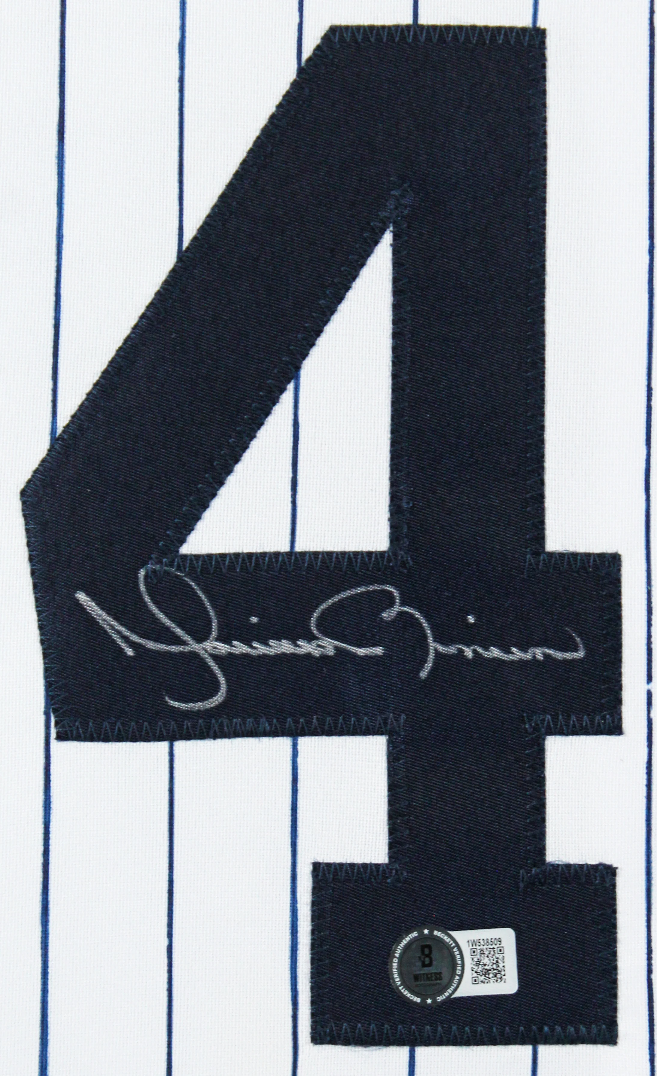 Mariano Rivera Authentic Signed White Pinstripe Pro Style Framed Jersey BAS Wit - Image 3