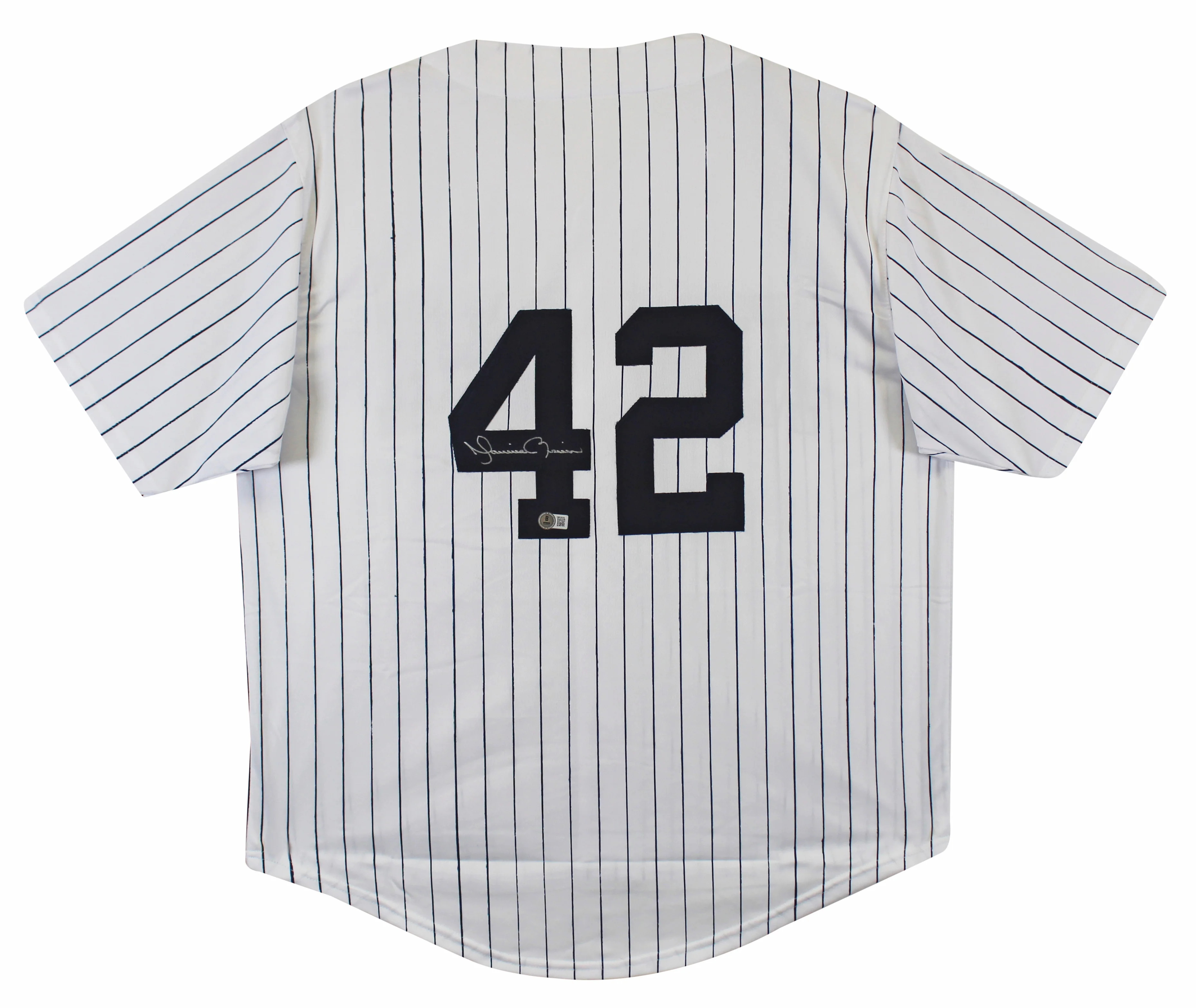 Mariano Rivera Authentic Signed White Pinstripe Pro Style Jersey BAS Witnessed - Image 2