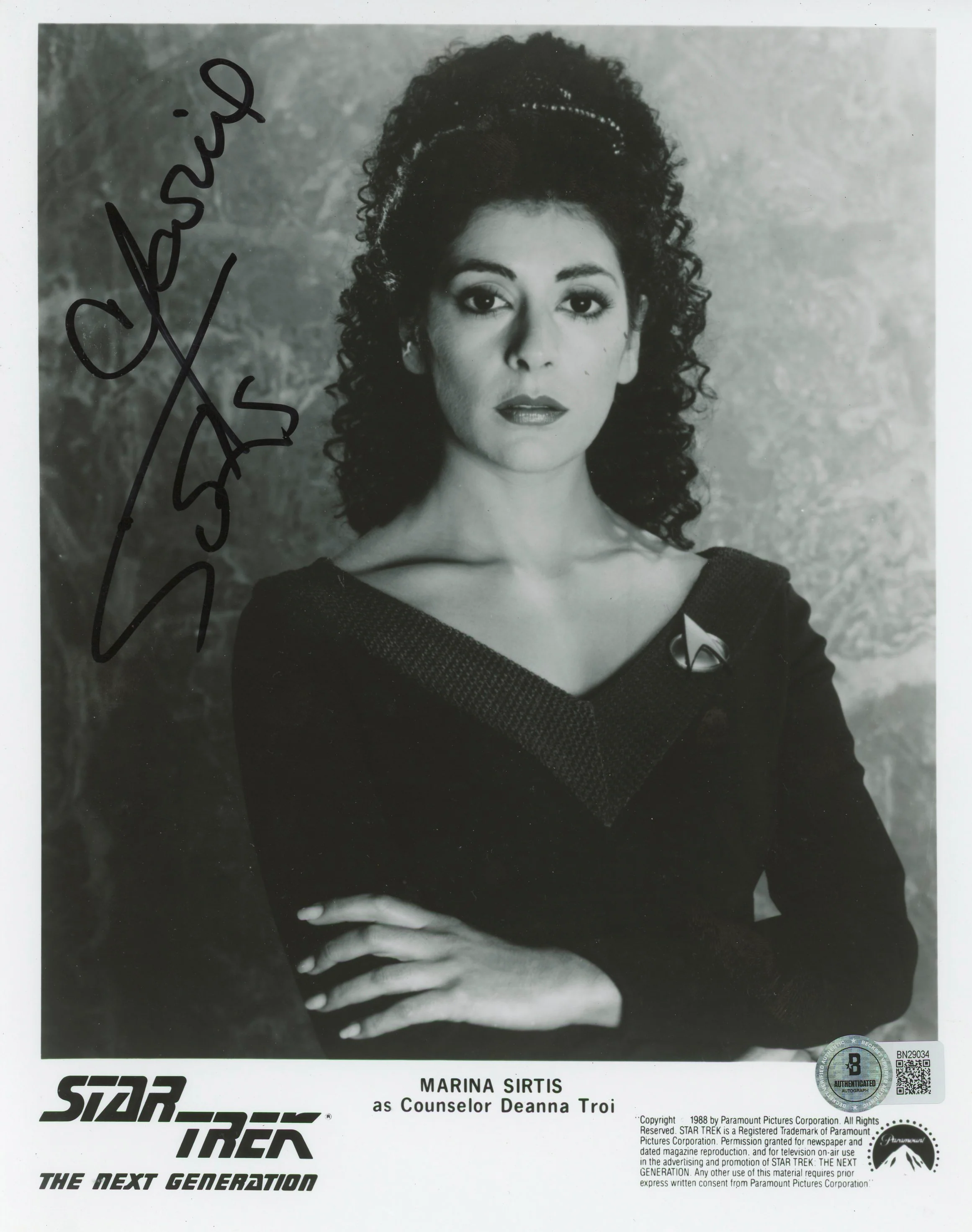 Marina Sirtis Star Trek The Next Generation Signed 8x10 Photo BAS #BN29034 - Image 2
