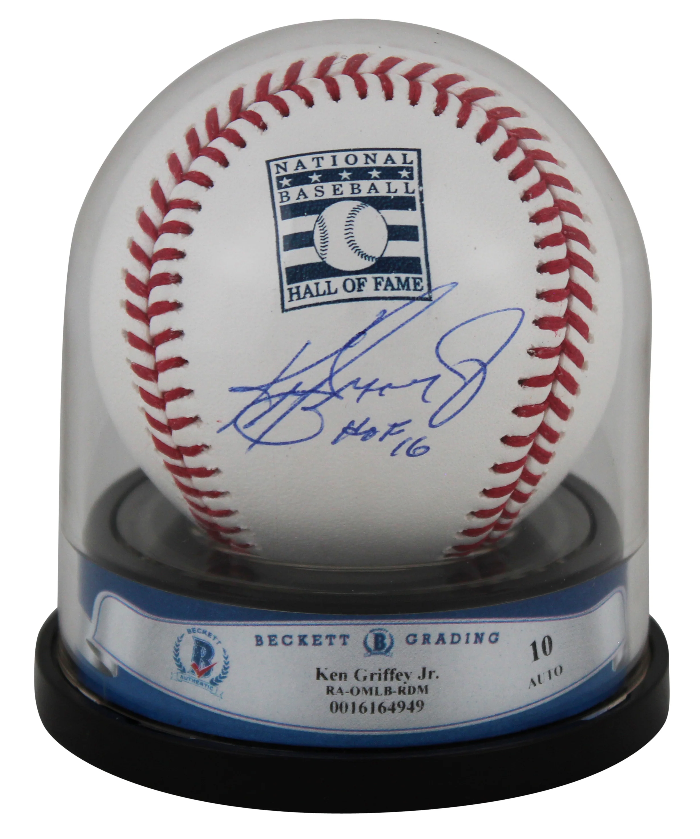 Mariners Ken Griffey Jr. "HOF 16" Signed HOF Logo Oml Baseball Auto 10! BAS 1 - Image 2