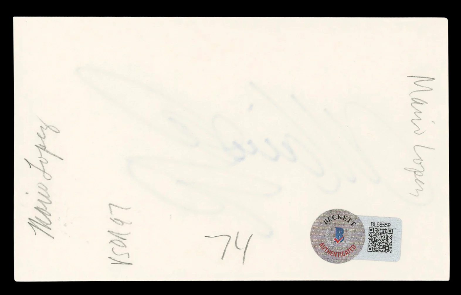 Mario Lopez Saved By The Bell Authentic Signed 3x5 Index Card BAS #BL98559 - Image 3