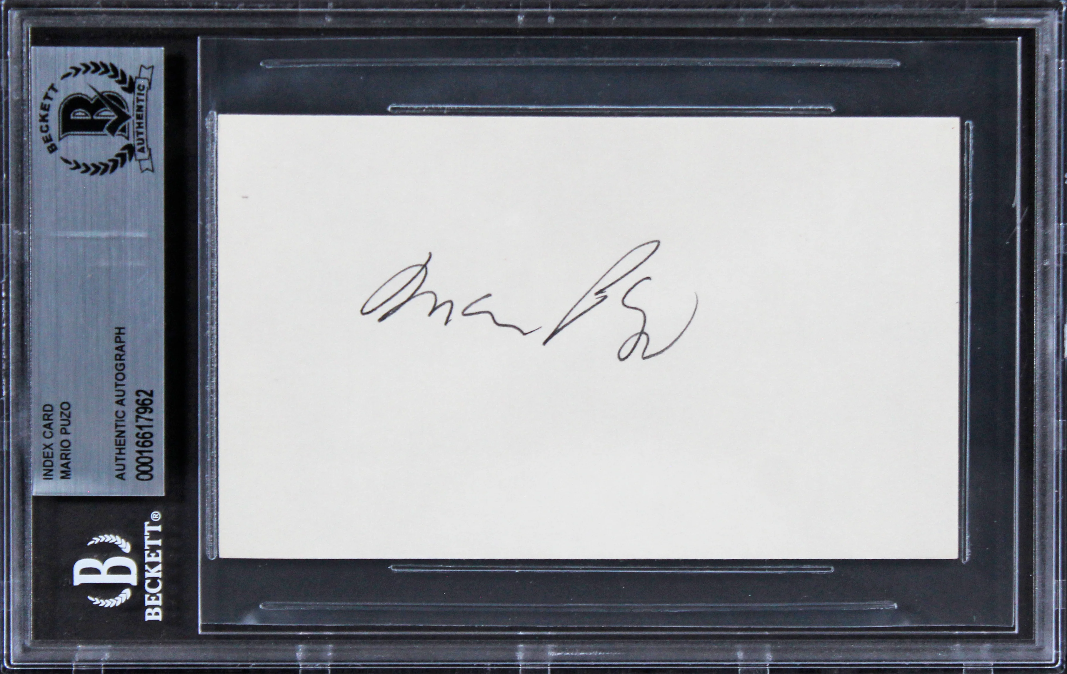 Mario Puzo The Godfather Authentic Signed 3x5 Index Card BAS Slabbed - Image 2
