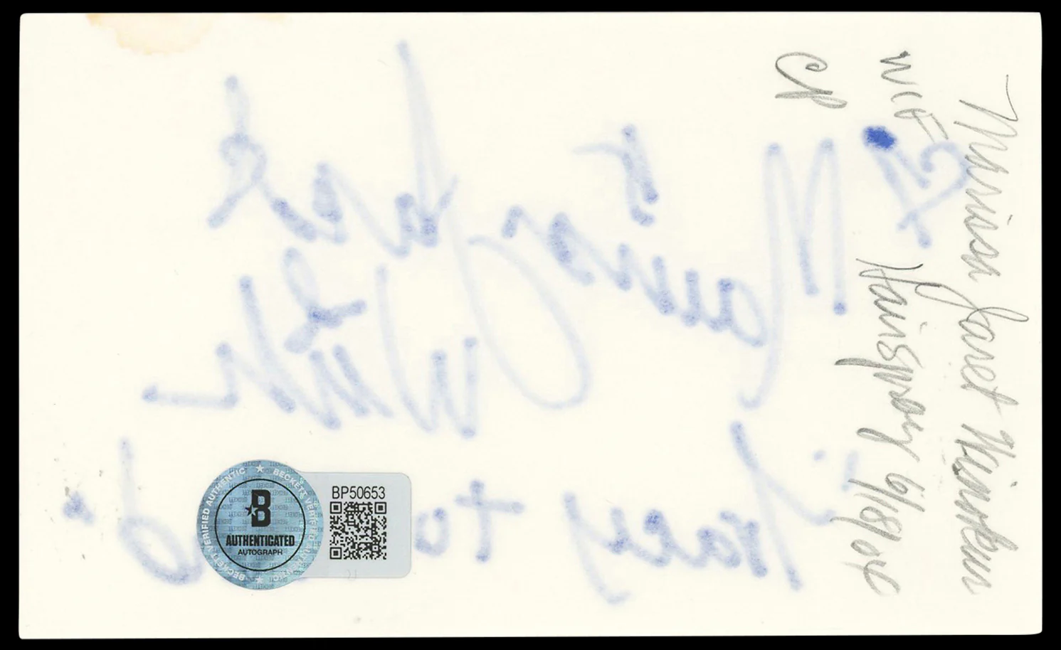 Marissa Jaret Winokur Hairspray Authentic Signed 3x5 Index Card BAS #BP50653 - Image 3