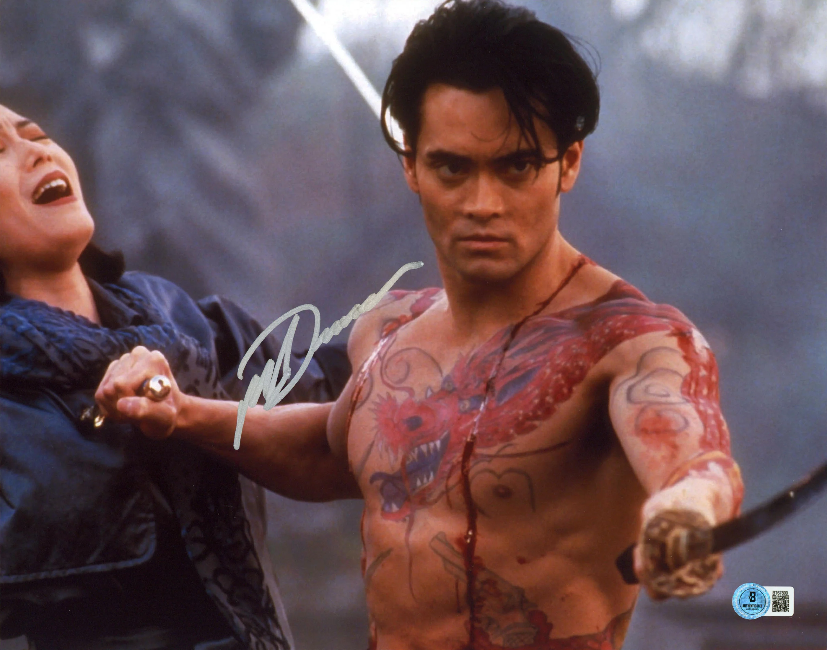 Mark Dacascos Crying Freeman Authentic Signed 11x14 Horizontal Photo BAS BT67809 - Image 2