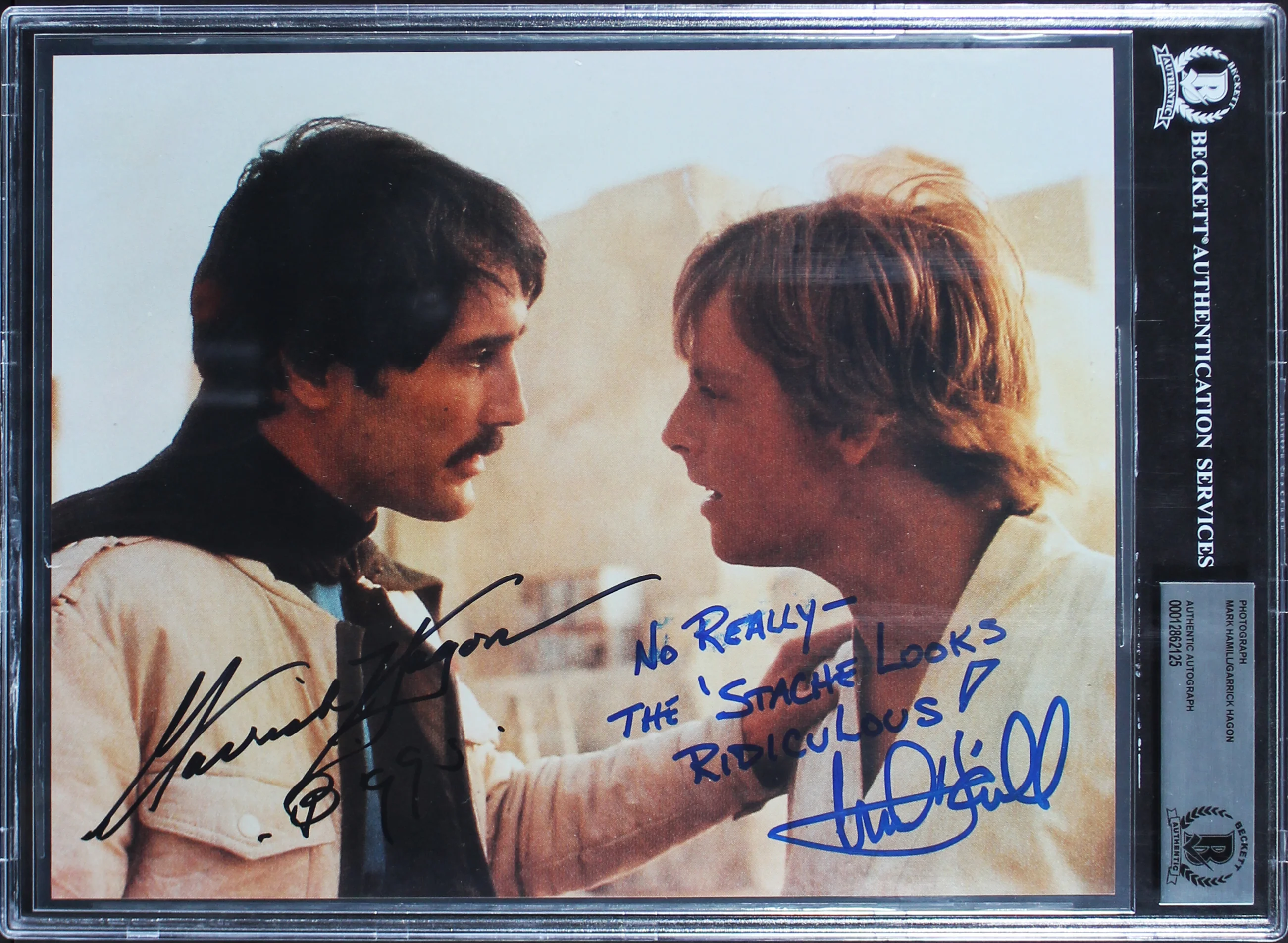 Mark Hamill & Garrick Hagon Star Wars A New Hope Signed 8x10 Photo BAS Slabbed - Image 2
