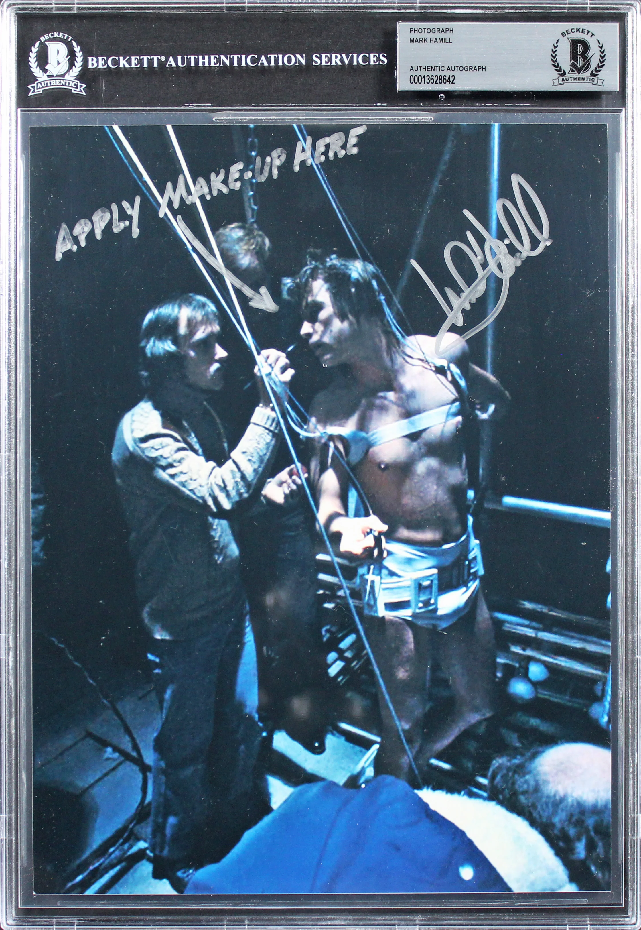Mark Hamill Star Wars "Apply Make-Up Here" Authentic Signed 8x10 Photo BAS Slab - Image 2