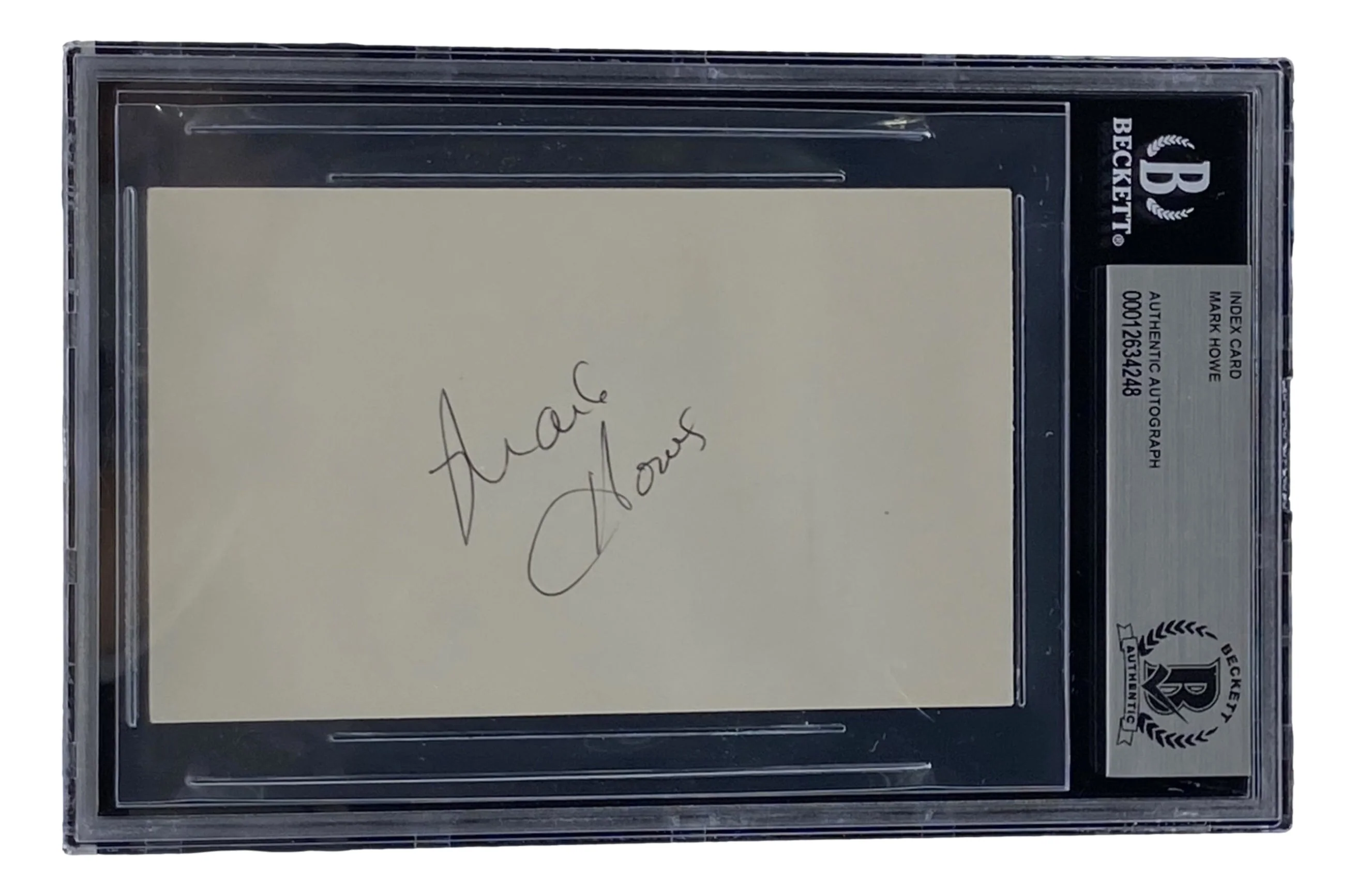 Mark Howe Philadelphia Flyers Signed Slabbed Index Card BAS 00012634248