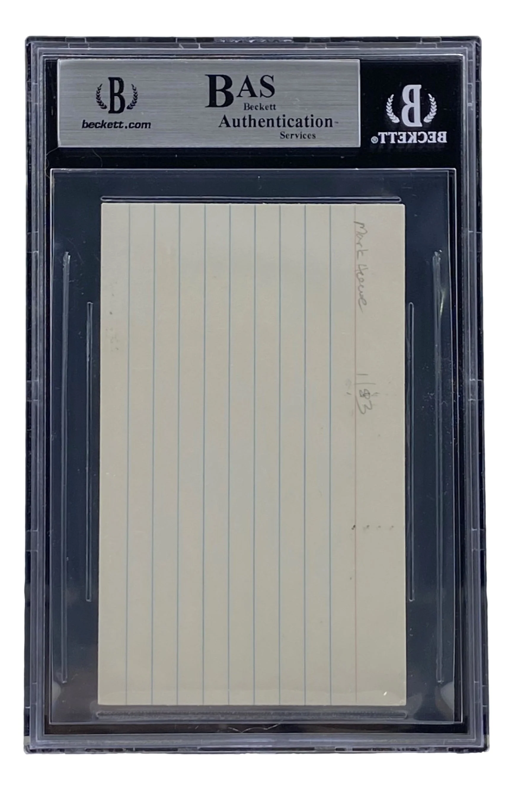 Mark Howe Philadelphia Flyers Signed Slabbed Index Card BAS 00012634248 - Image 2