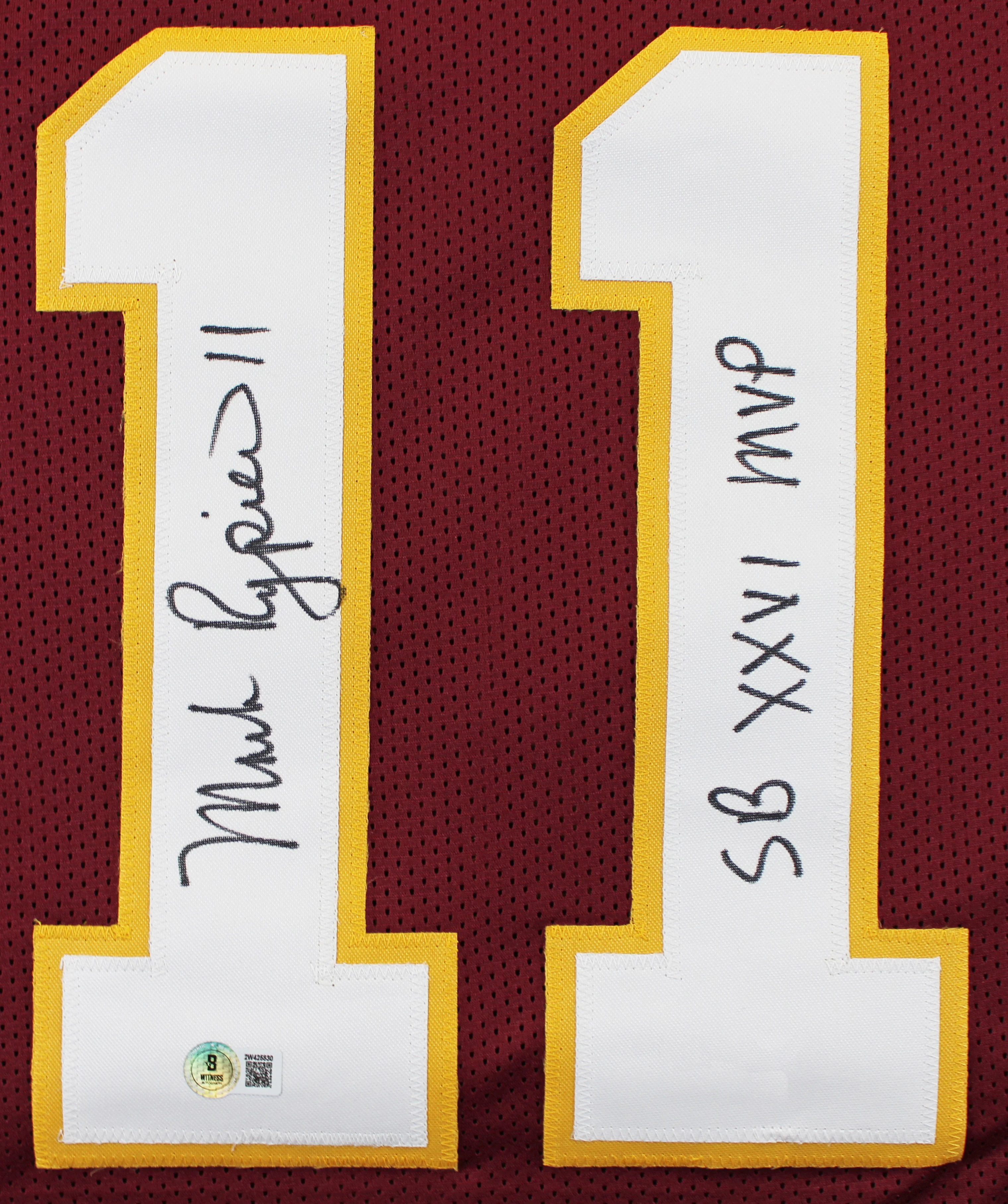 Mark Rypien "SB XXVI MVP" Signed Maroon Pro Style Framed Jersey BAS Witnessed 2 - Image 3