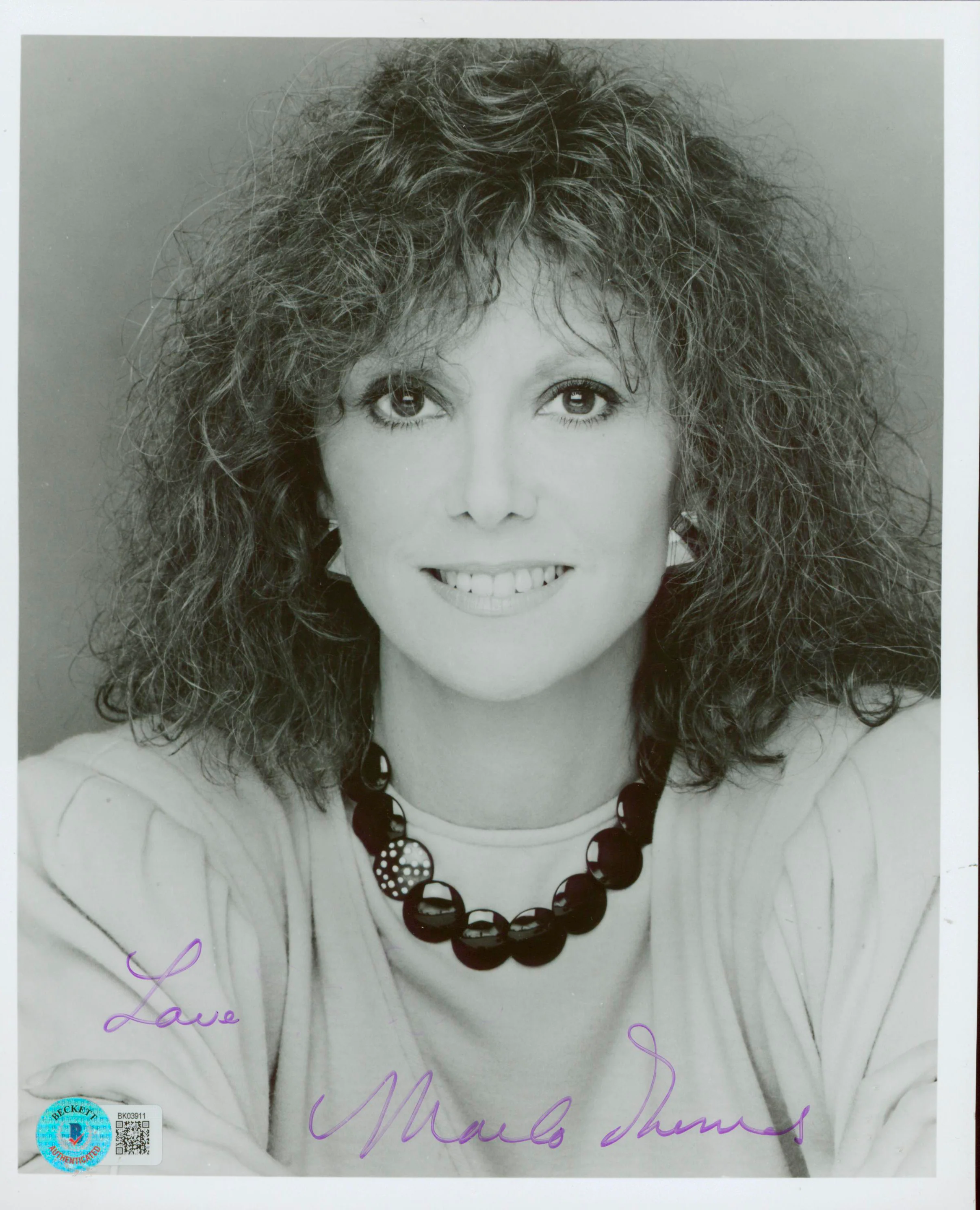 Marlo Thomas That Girl "Love" Authentic Signed 8x10 Photo BAS #BK03911 - Image 2
