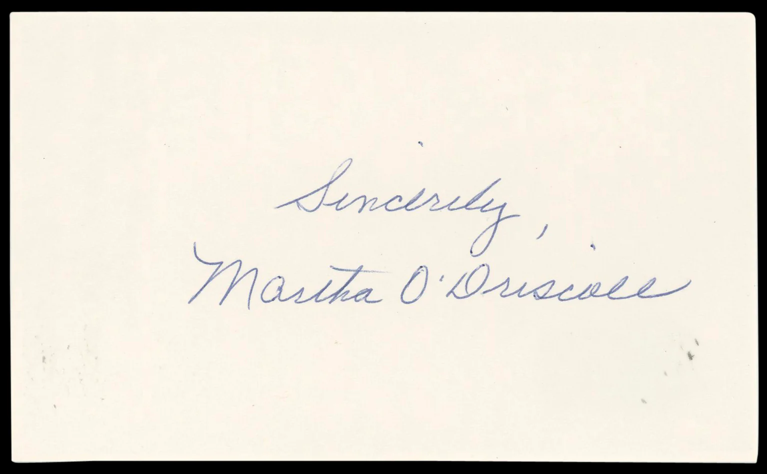 Martha O'Driscoll House of Dracula Authentic Signed 3x5 Index Card BAS #BN89208 - Image 2