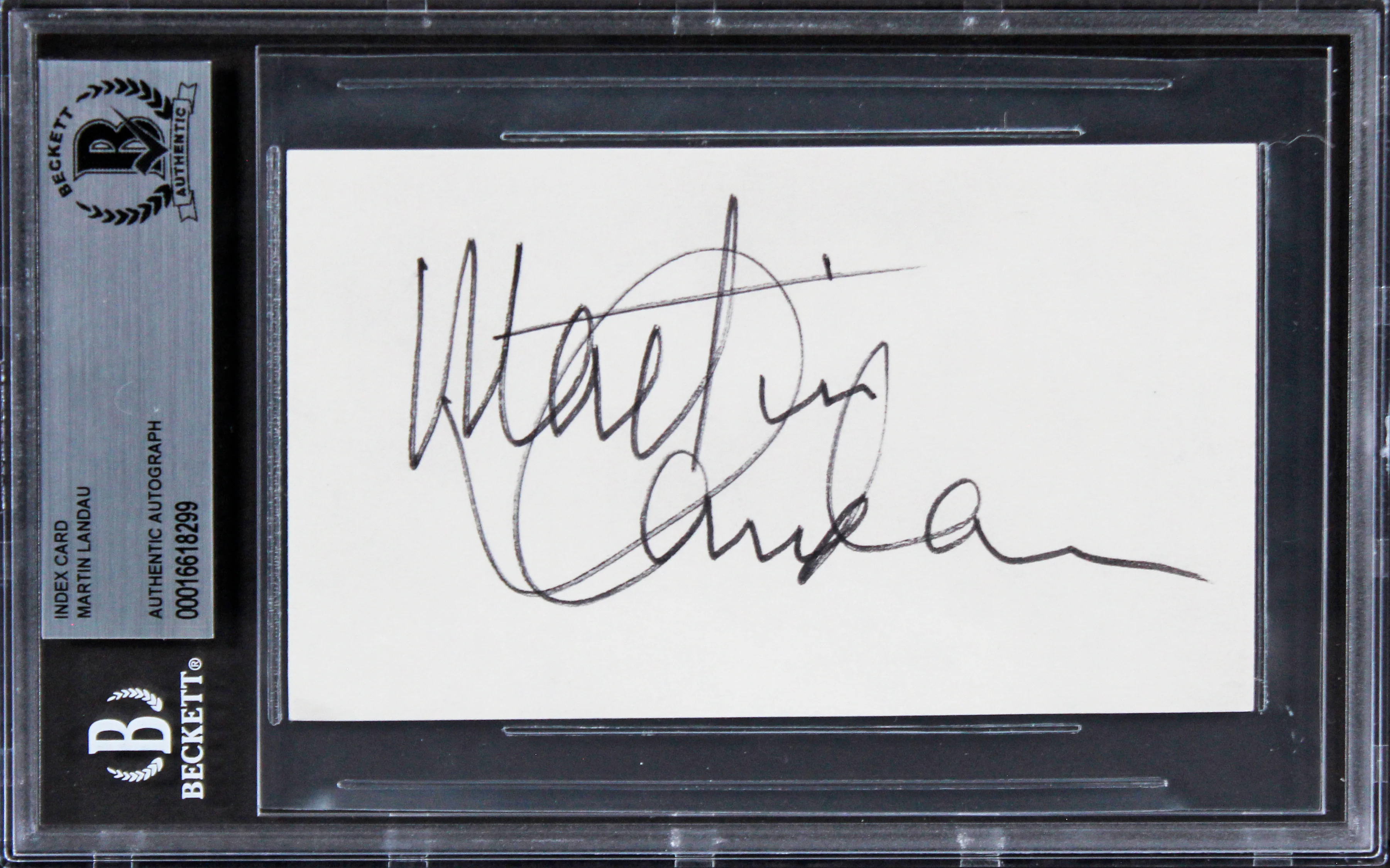 Martin Landau Crimes and Misdemeanors Signed 3x5 Index Card BAS Slabbed 1 - Image 2