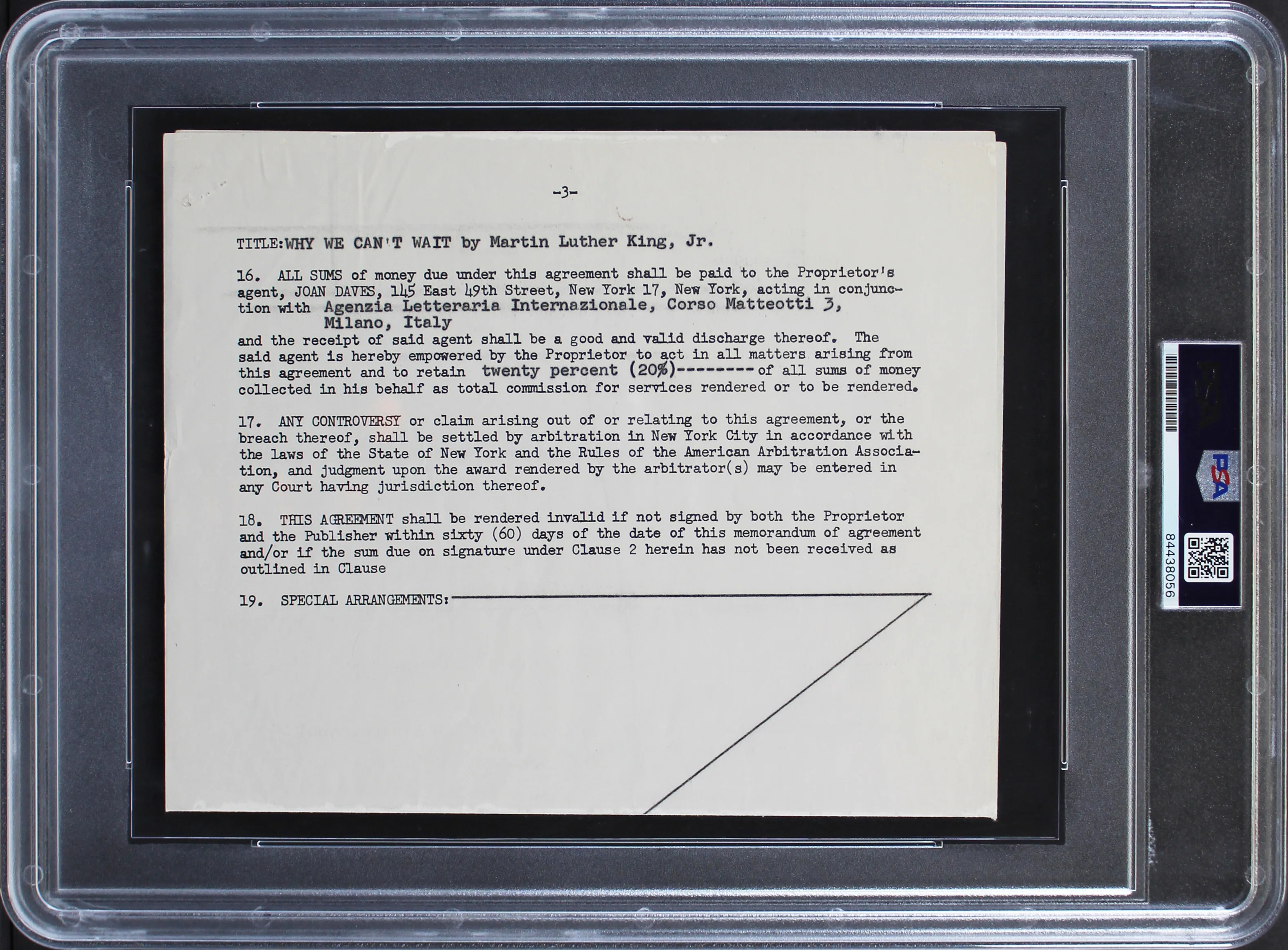 Martin Luther King Jr. Authentic Signed 7x8.5 Partial Contract PSA/DNA Slabbed - Image 3