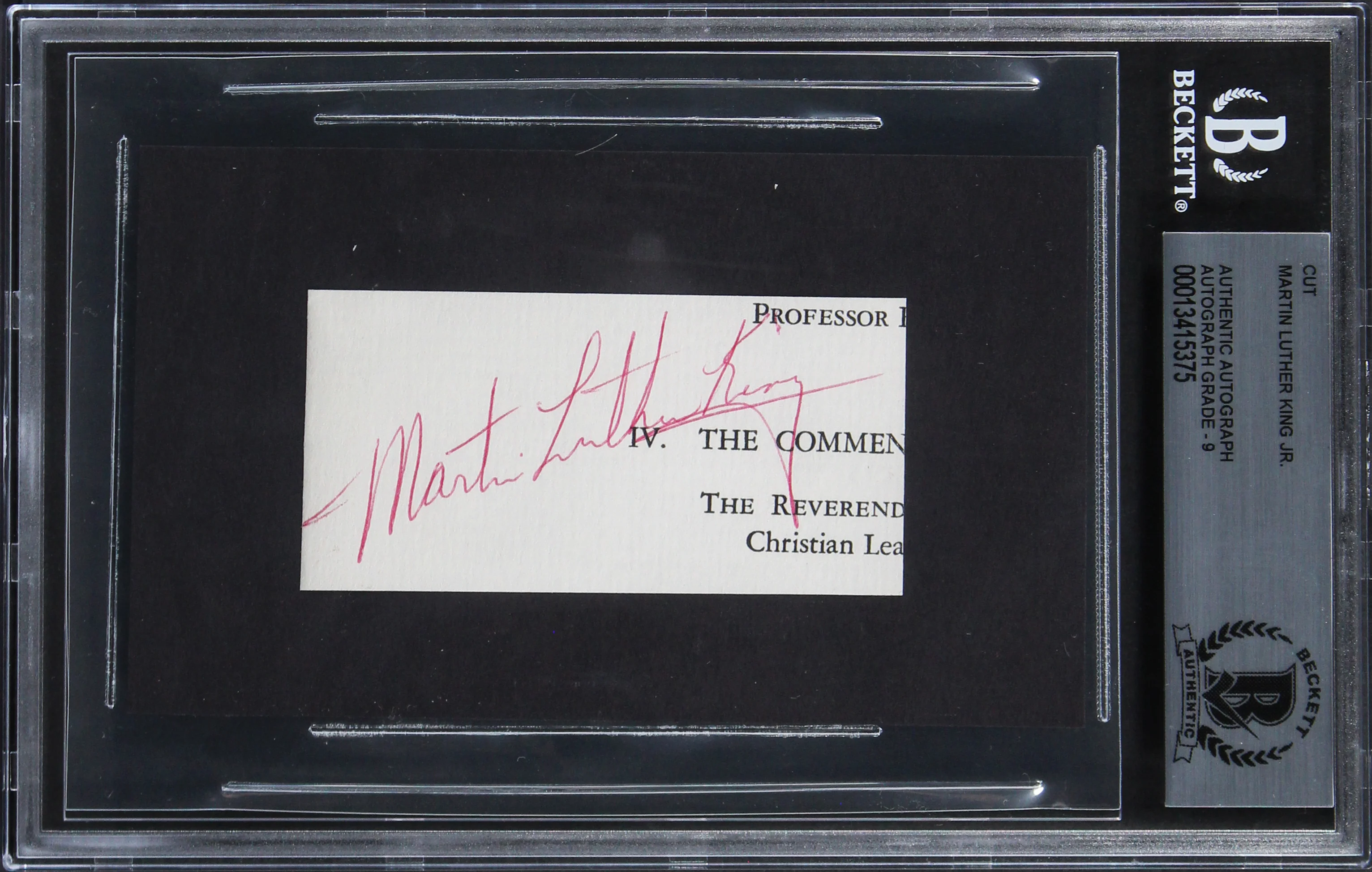 Martin Luther King Jr. Signed 1.5x3.15 Cut Signature Auto Graded 9! BAS Slabbed - Image 2