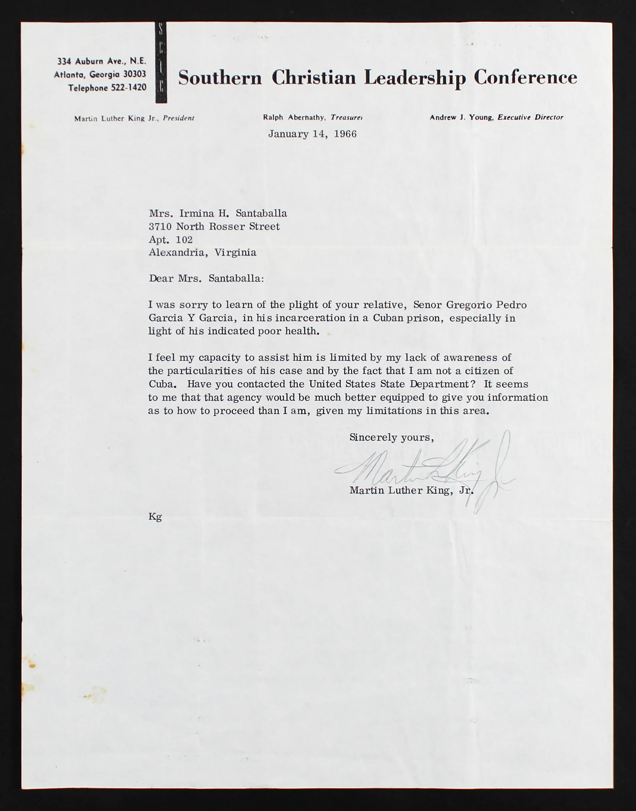 Martin Luther King Jr. Signed 8.5x11 1966 Letter On SCLC Letterhead BAS #AA03721 - Image 2