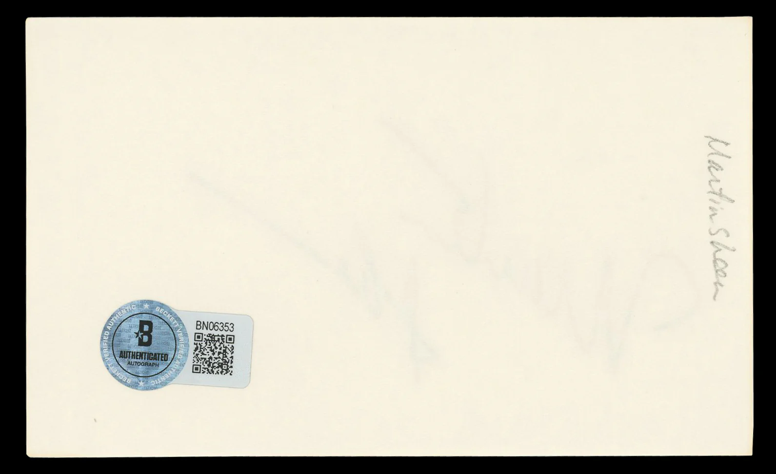 Martin Sheen The Departed Authentic Signed 3x5 Index Card BAS #BN06353 - Image 3