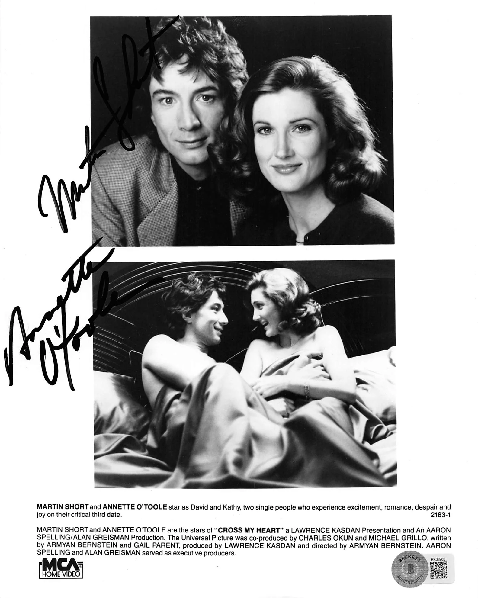Martin Short & Annette O'Toole Cross My Heart Signed 8x10 Photo BAS #BK03965 - Image 2