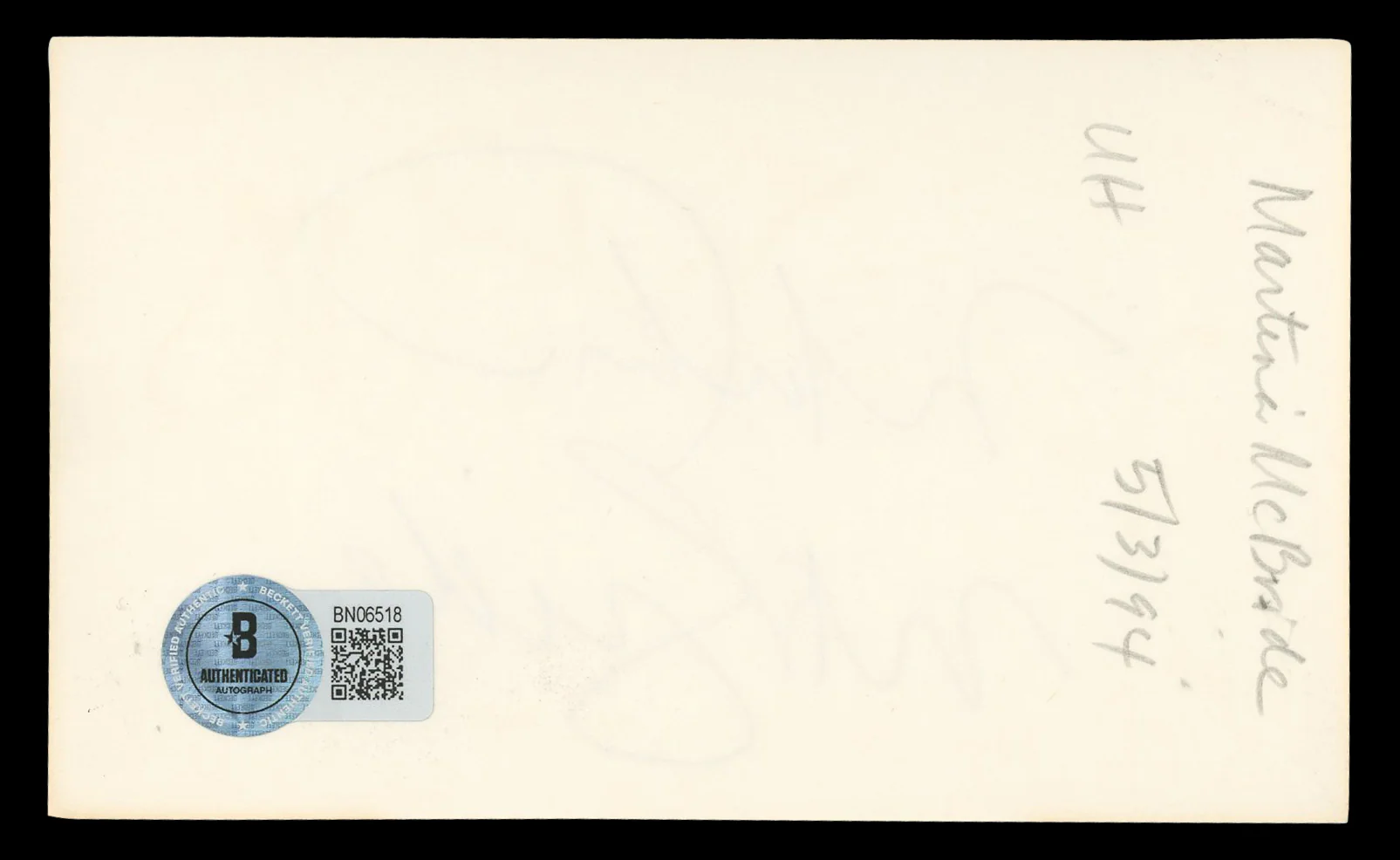 Martina McBride Musician Authentic Signed 3x5 Index Card BAS #BN06518 - Image 3