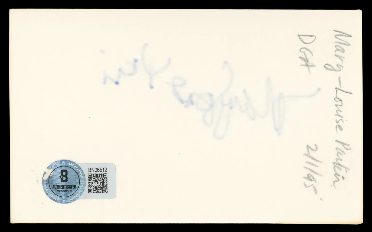 Mary-Louise Parker Weeds Authentic Signed 3x5 Index Card BAS #BN06512 - Image 3