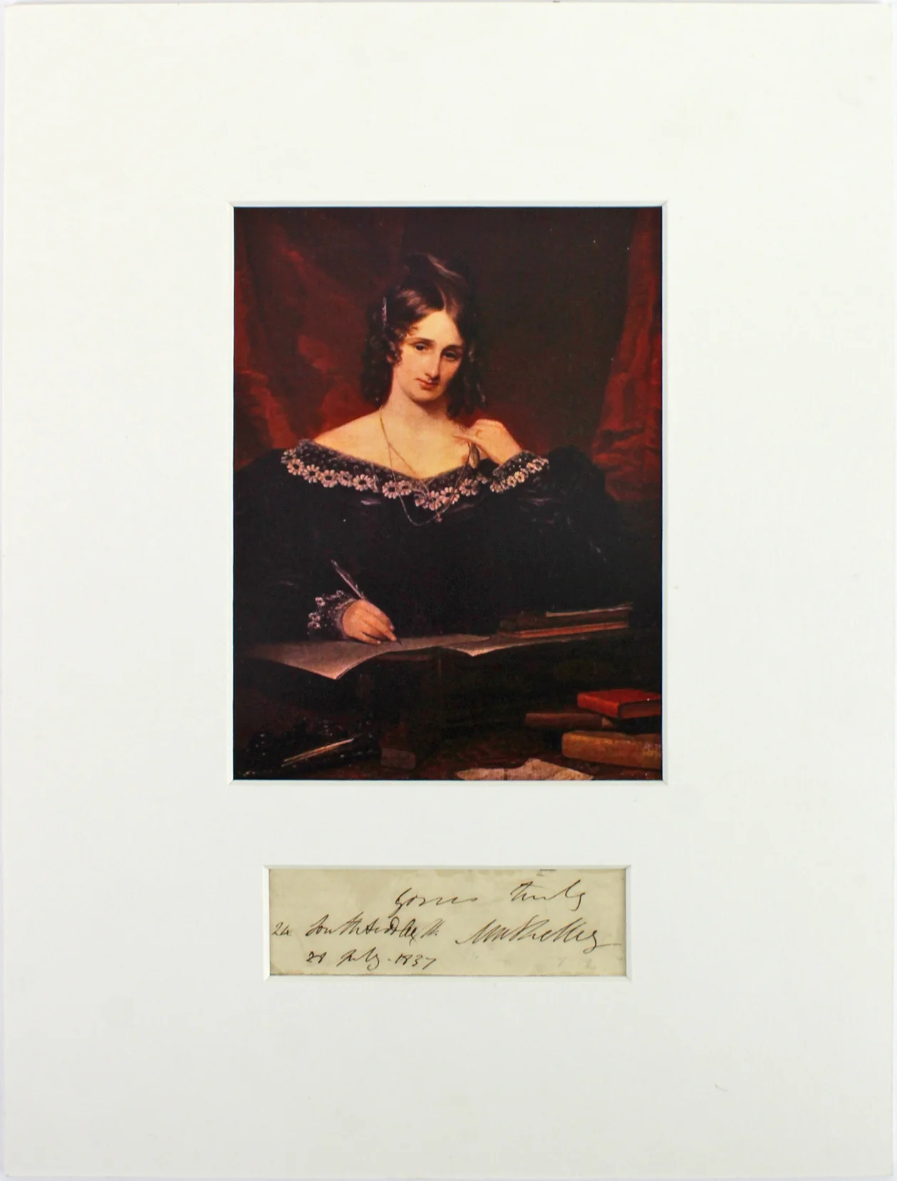 Mary Shelley "Yours Truly" Signed & Matted 1.35x4.75 Cut Signature Display BAS - Image 2