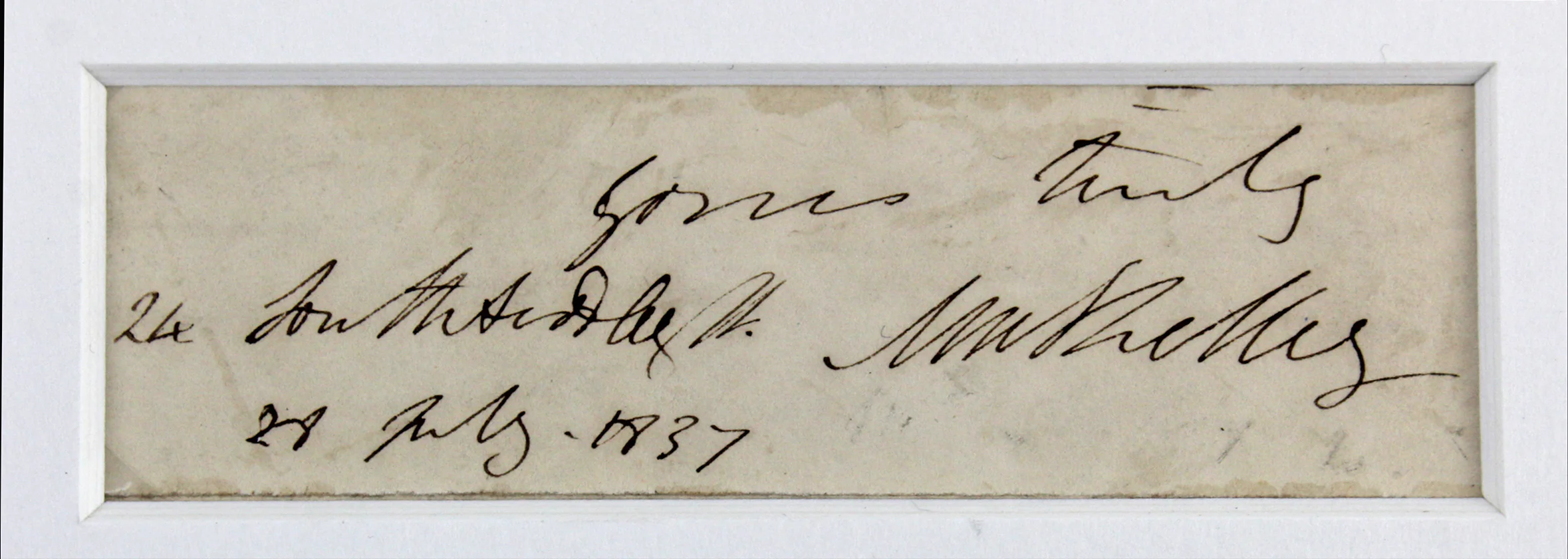 Mary Shelley "Yours Truly" Signed & Matted 1.35x4.75 Cut Signature Display BAS - Image 3