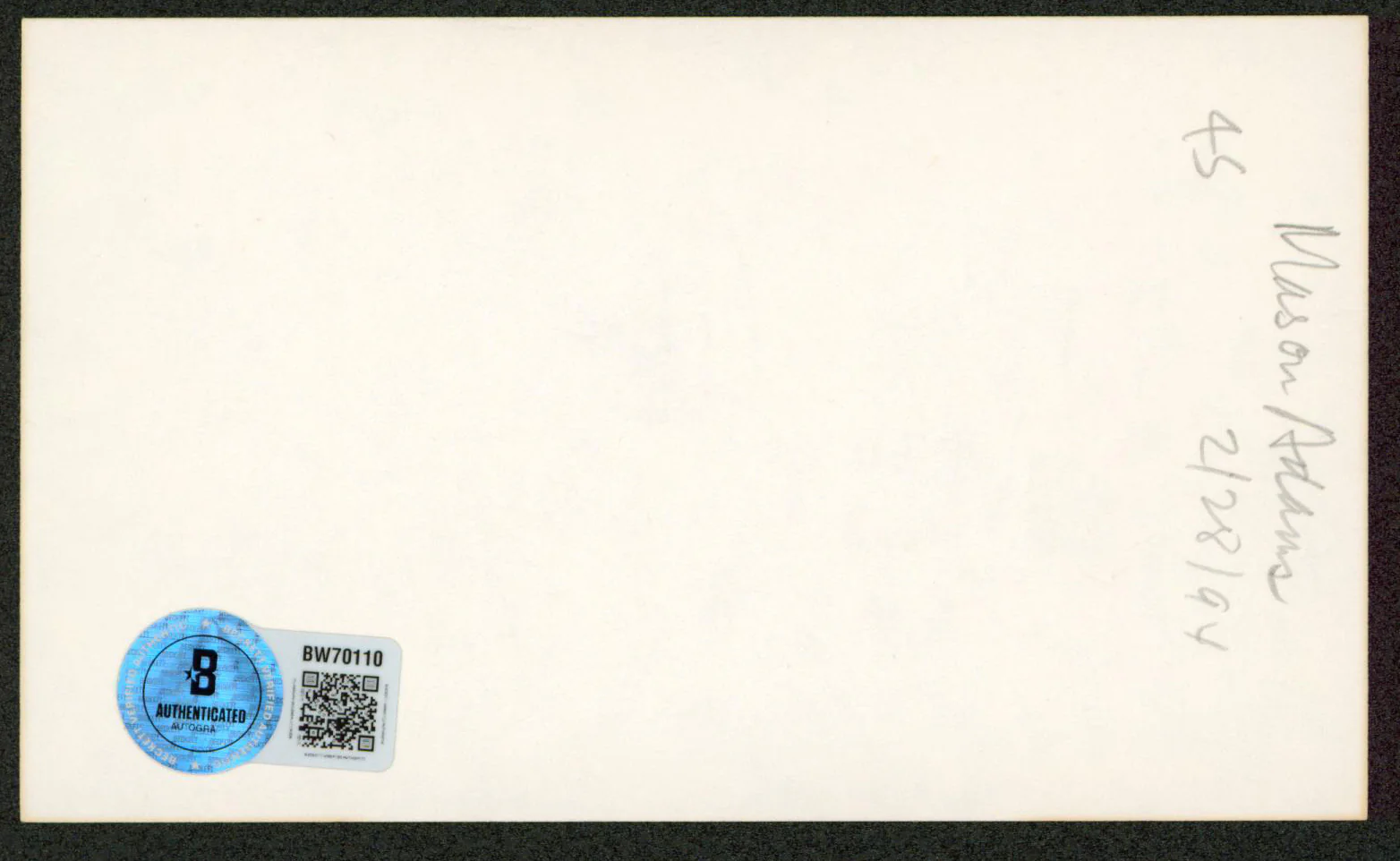 Mason Adams Son in Law Authentic Signed 3x5 Index Card Autographed BAS - Image 3