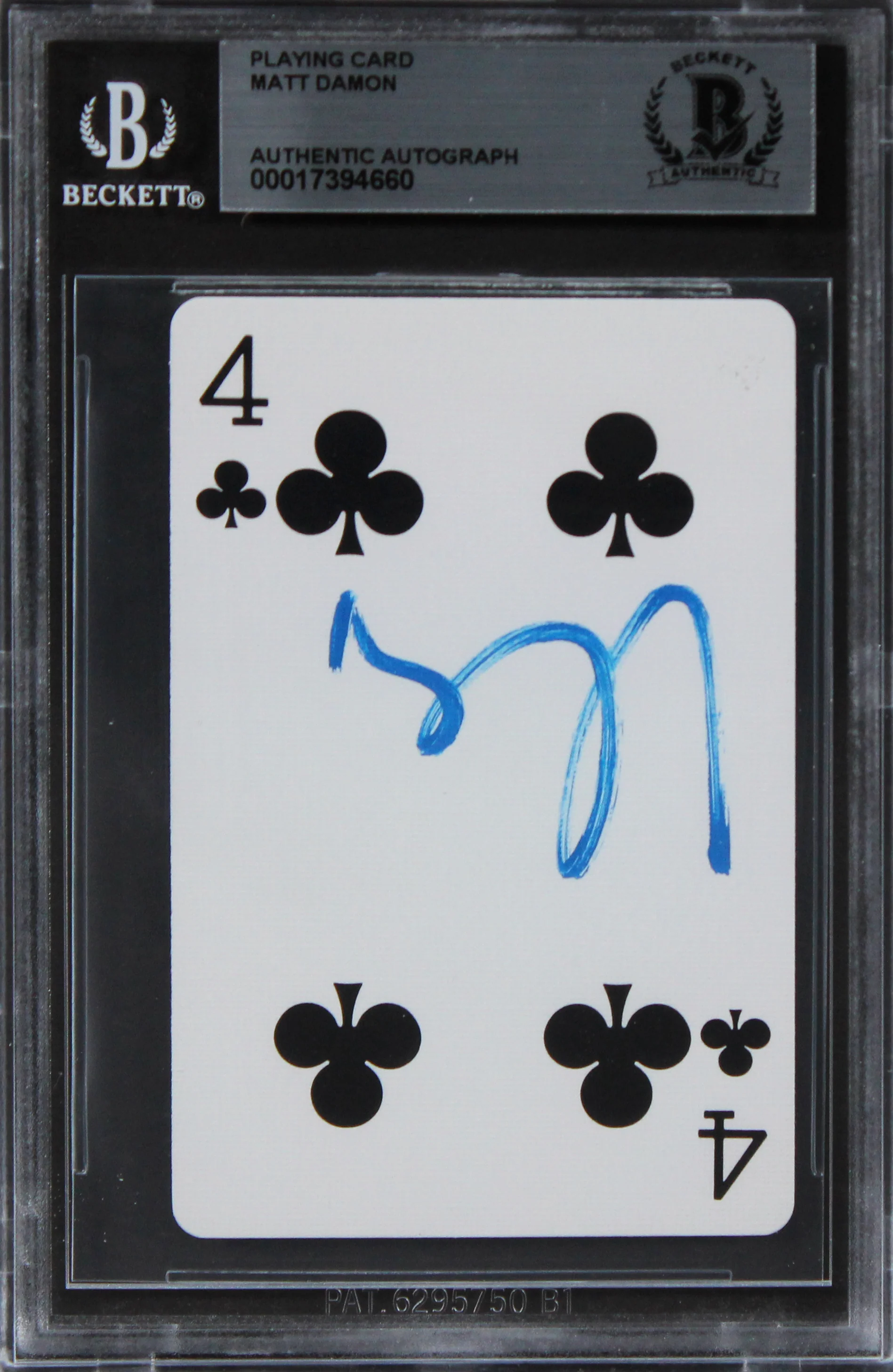 Matt Damon Rounders Authentic Signed 4 Of Clubs Playing Card Card BAS Slabbed - Image 2