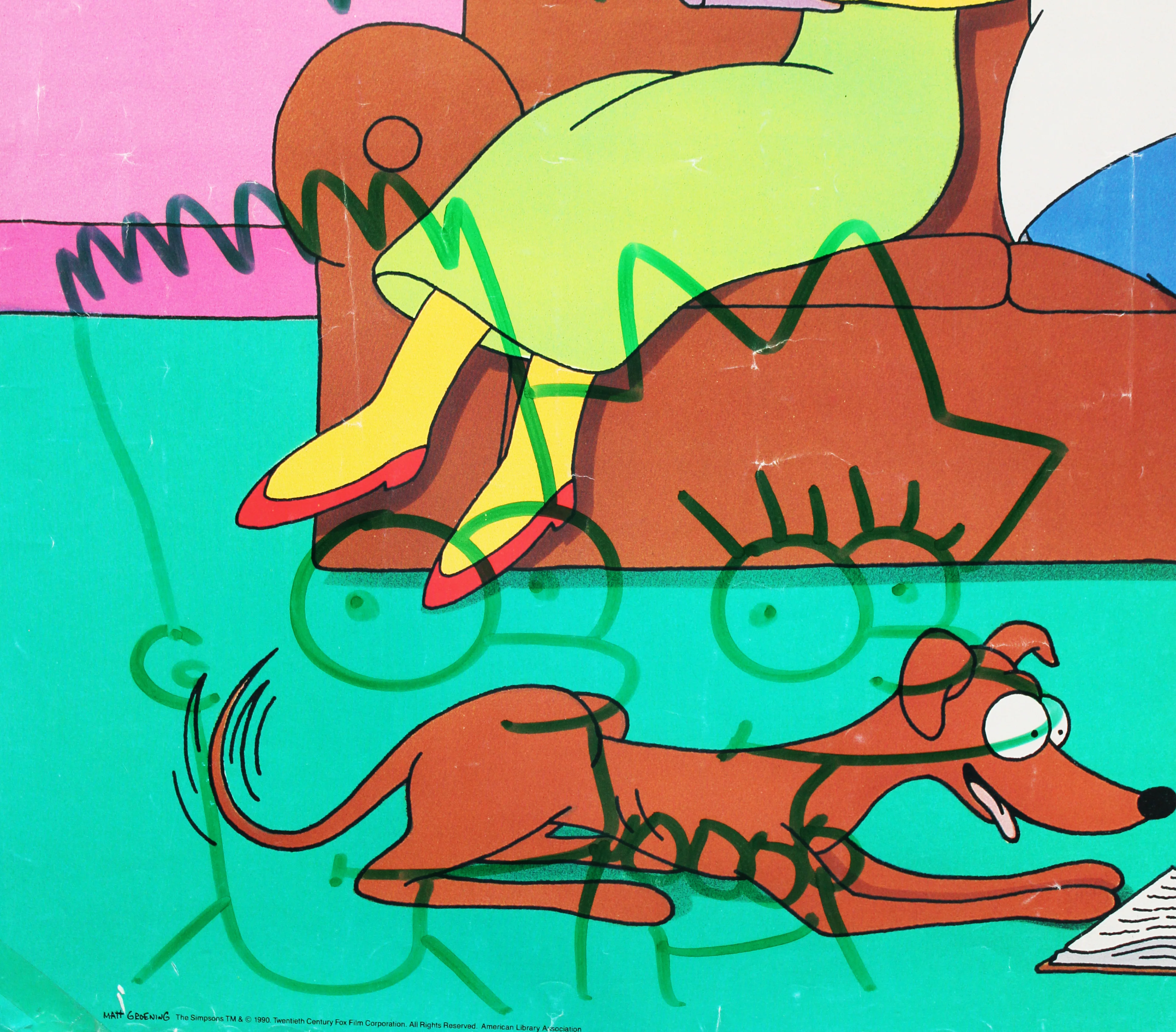Matt Groening Simpsons Signed 22x31 Poster w/ Bart & Lisa Sketch BAS #AE16841 - Image 4