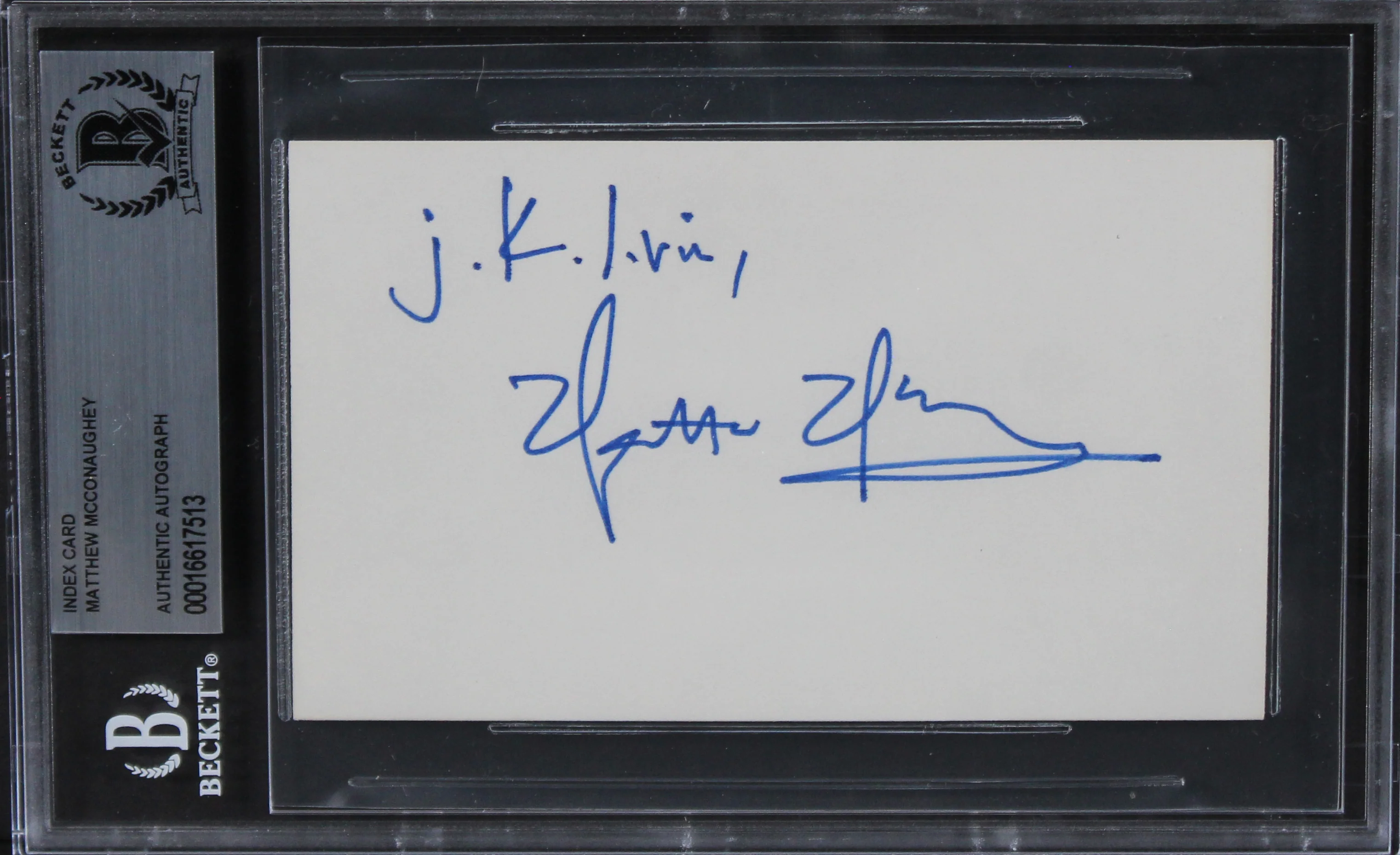 Matthew McConaughey Interstellar Authentic Signed 3x5 Index Card BAS Slabbed - Image 2