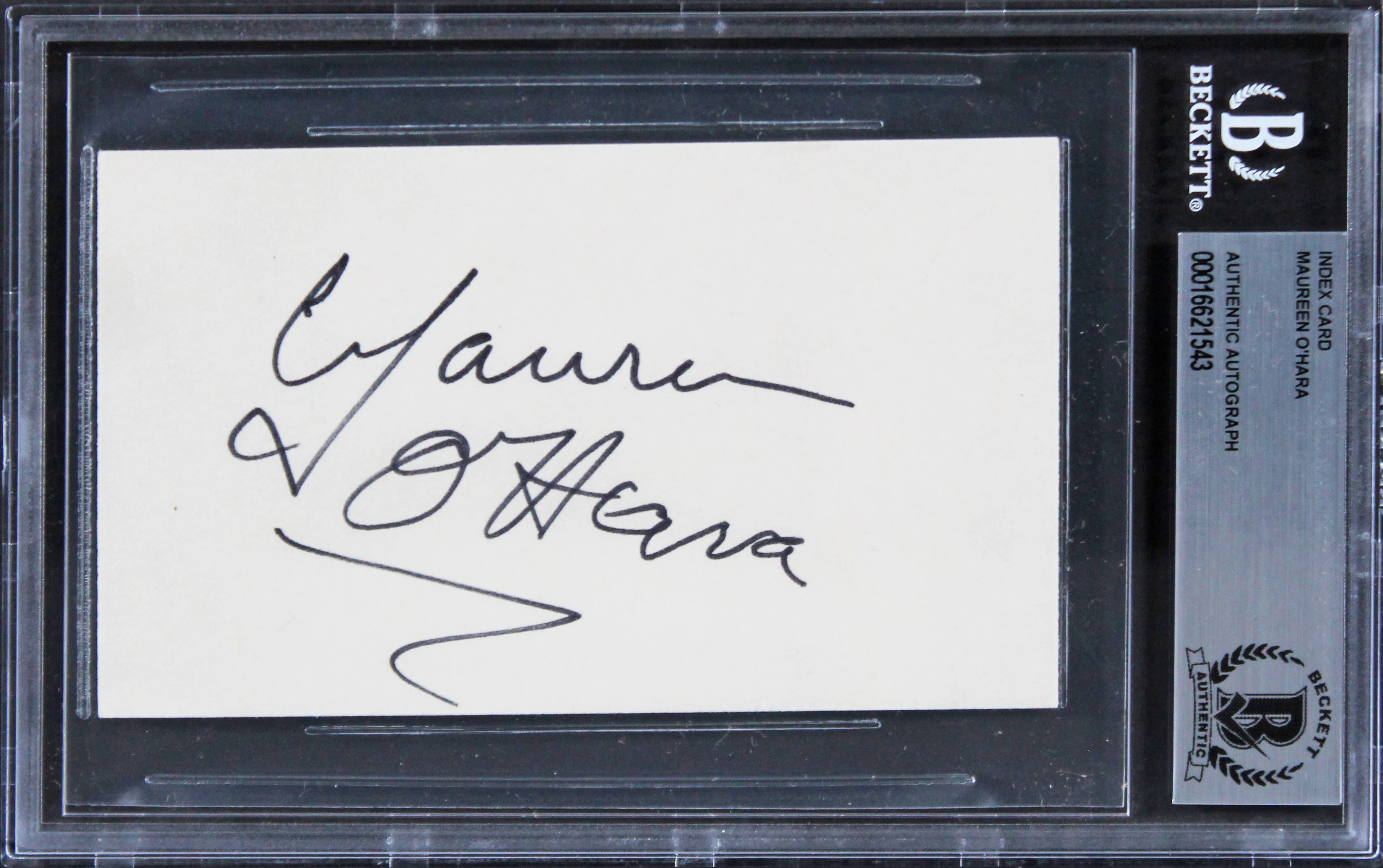 Maureen O'Hara The Quiet Man Authentic Signed 3x5 Index Card BAS Slabbed 1 - Image 2
