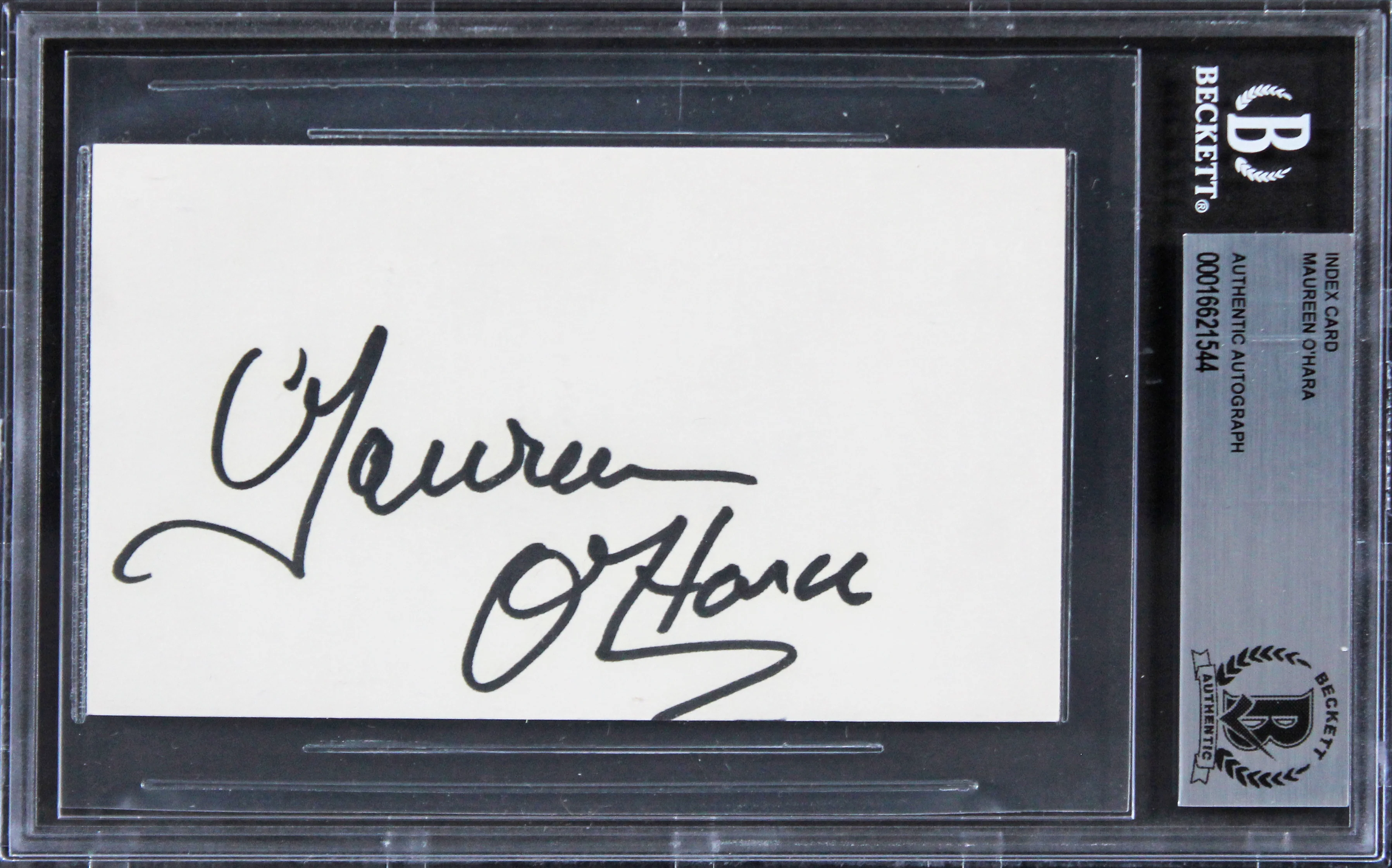 Maureen O'Hara The Quiet Man Authentic Signed 3x5 Index Card BAS Slabbed 4
