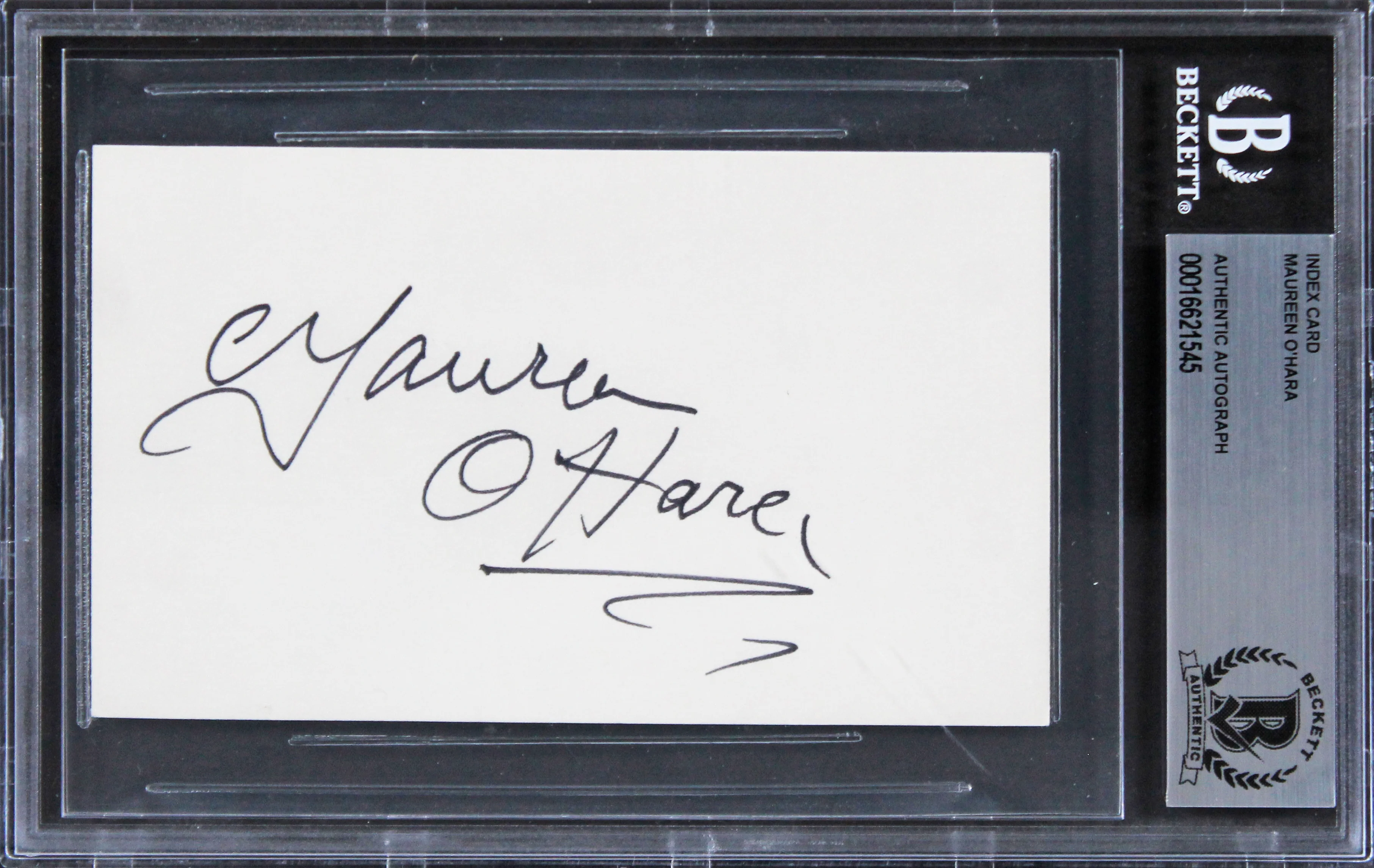 Maureen O'Hara The Quiet Man Authentic Signed 3x5 Index Card BAS Slabbed 5 - Image 2