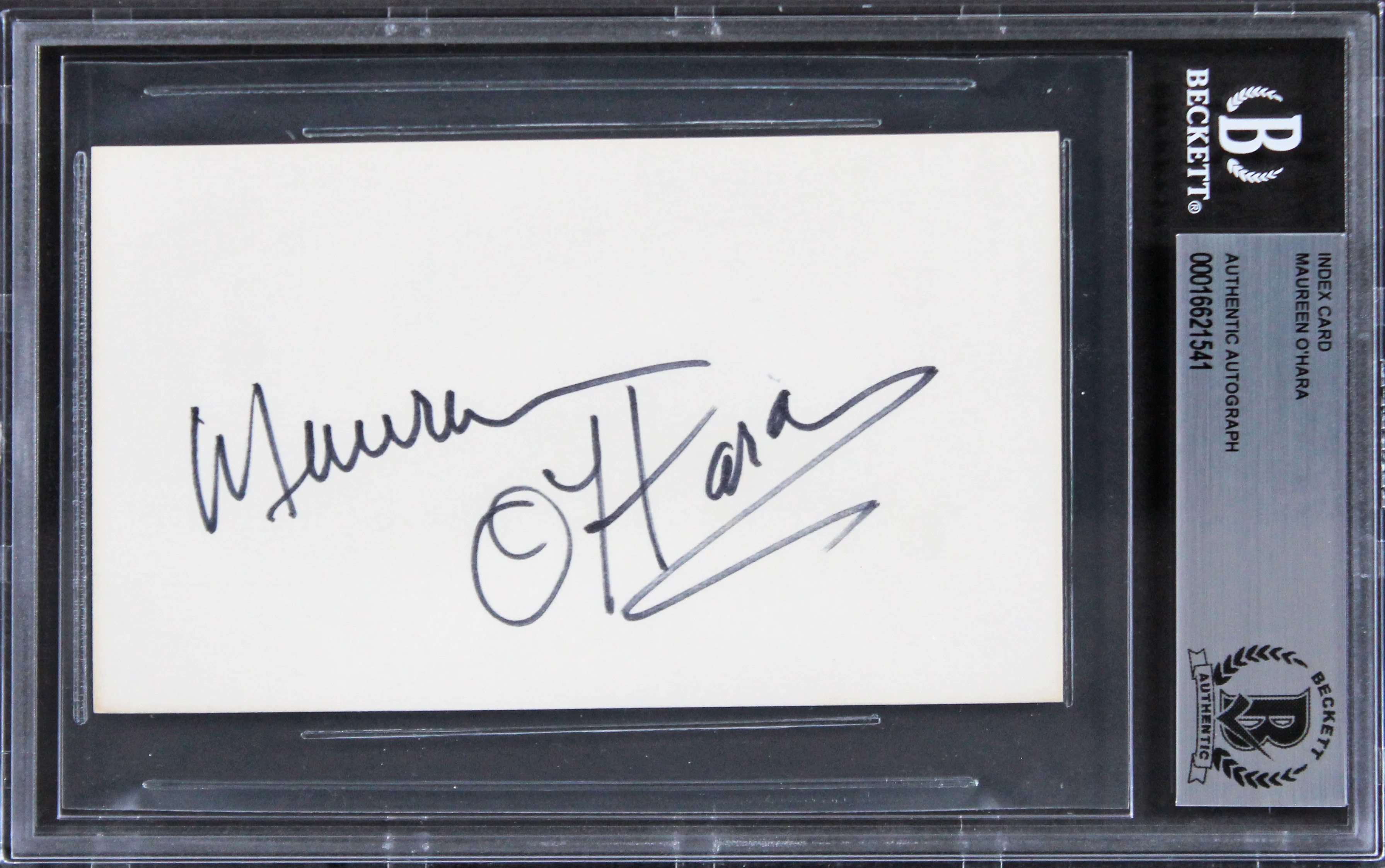 Maureen O'Hara The Quiet Man Authentic Signed 3x5 Index Card BAS Slabbed 6 - Image 2