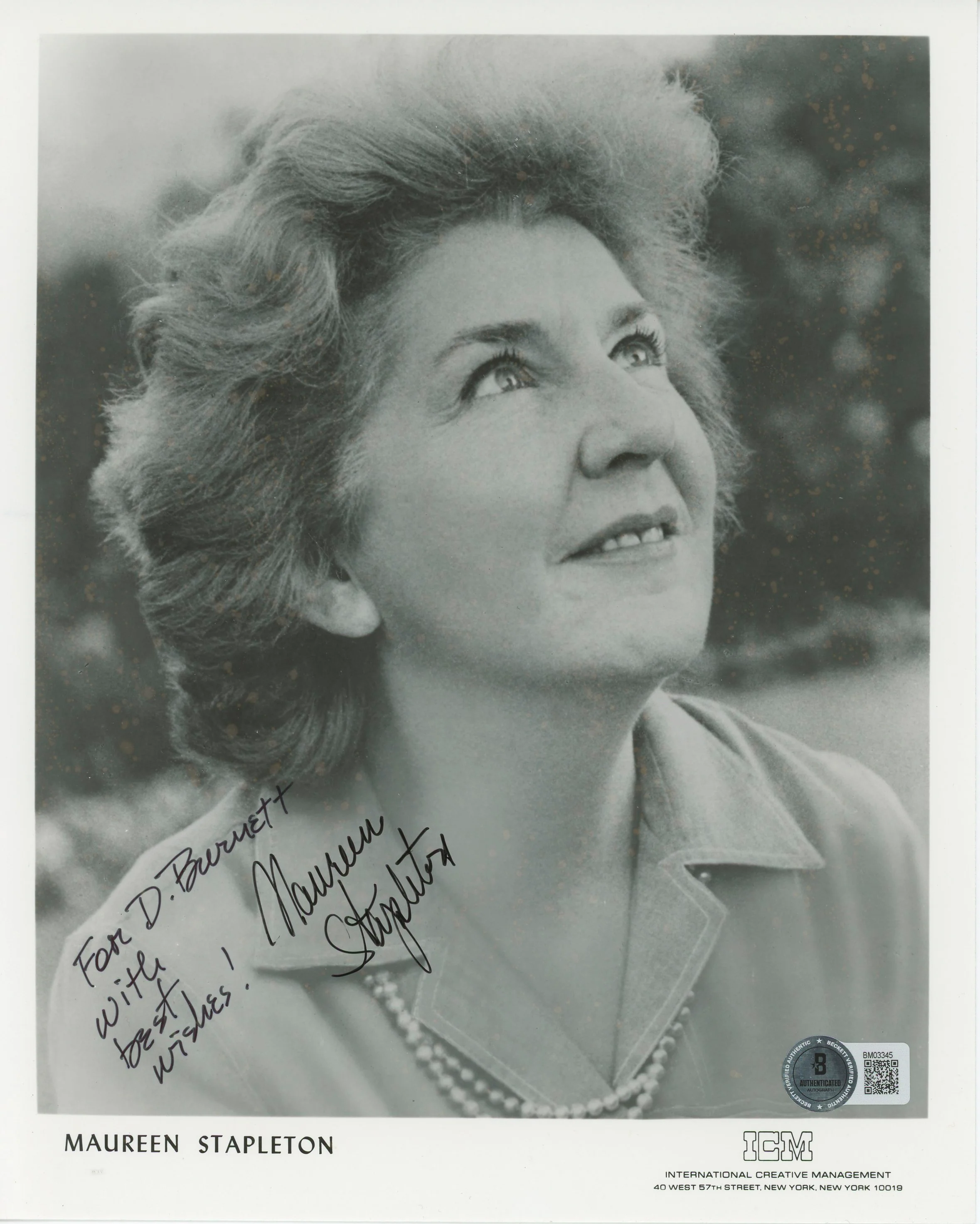 Maureen Stapleton "With best Wishes" Authentic Signed 8x10 Photo BAS #BM03345 - Image 2