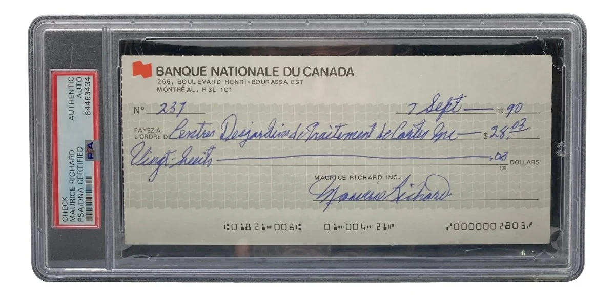 Maurice Richard Signed Montreal Canadiens Bank Check #237 PSA/DNA