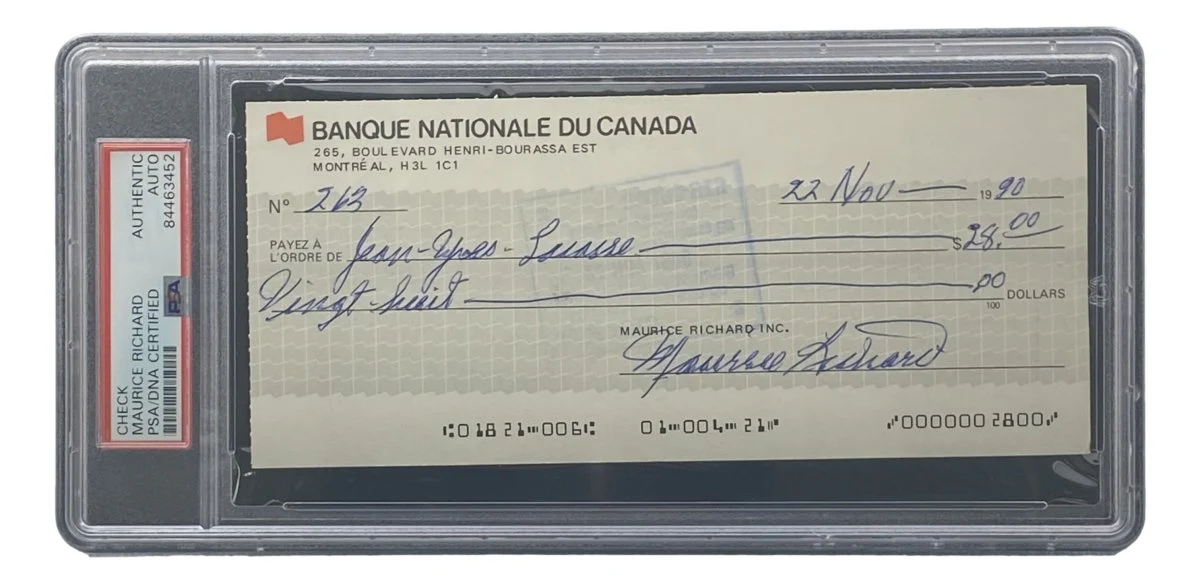 Maurice Richard Signed Montreal Canadiens Bank Check #263 PSA/DNA