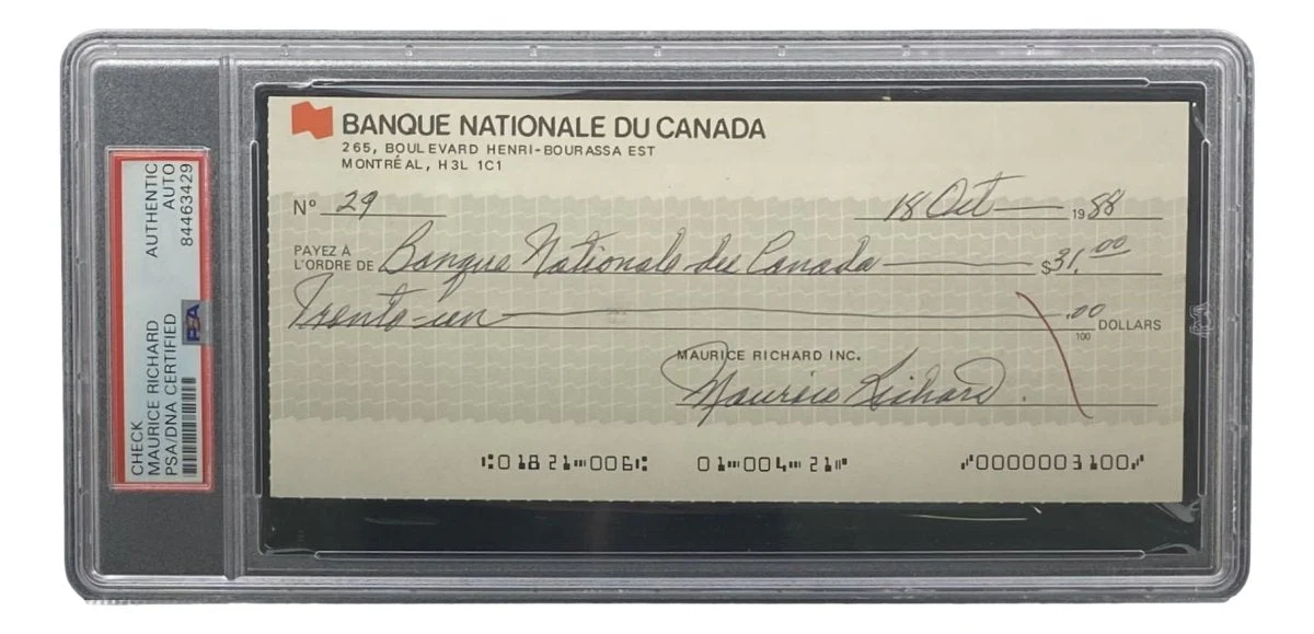 Maurice Richard Signed Montreal Canadiens Bank Check #29 PSA/DNA - Image 3