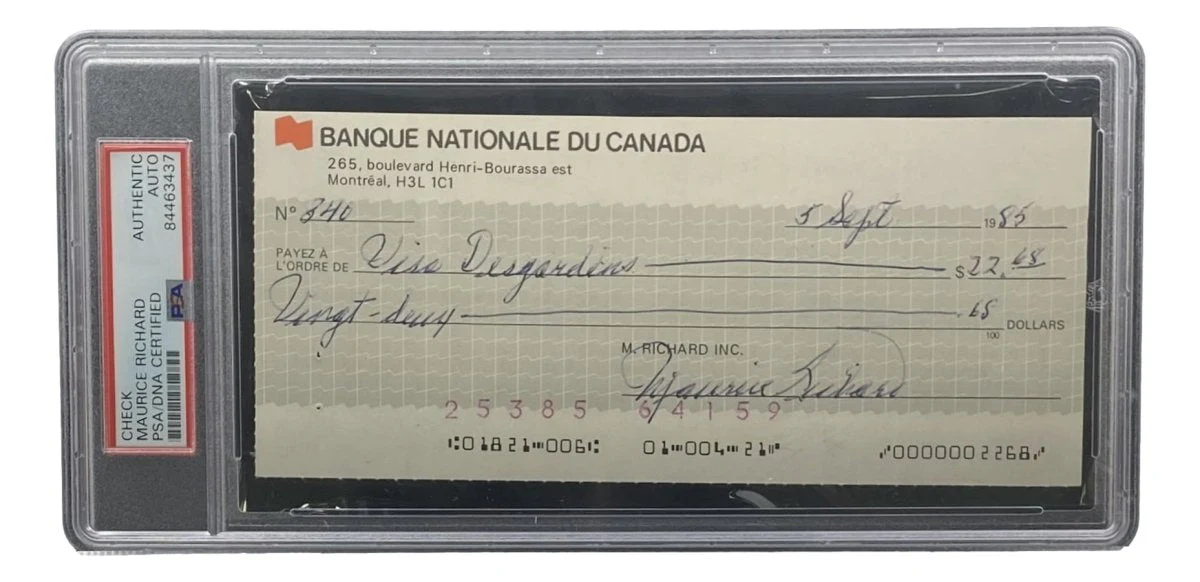 Maurice Richard Signed Montreal Canadiens Bank Check #340 PSA/DNA - Image 3