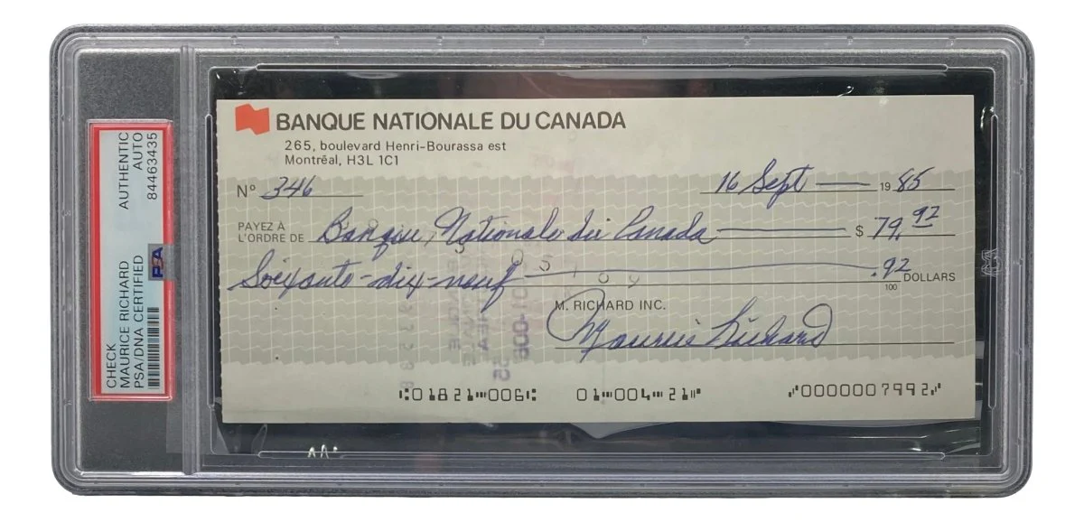 Maurice Richard Signed Montreal Canadiens Bank Check #346 PSA/DNA