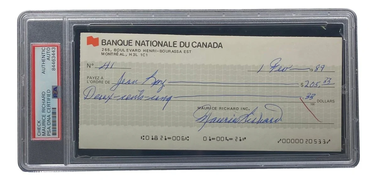 Maurice Richard Signed Montreal Canadiens Bank Check #41 PSA/DNA
