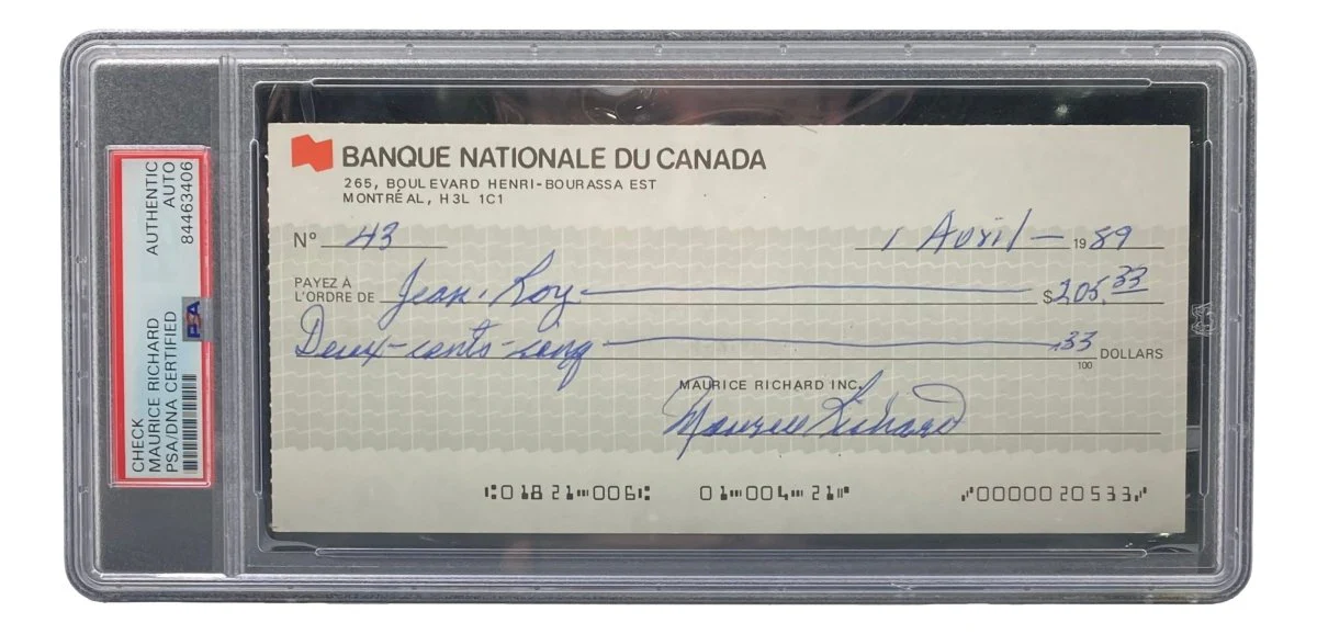 Maurice Richard Signed Montreal Canadiens Bank Check #43 PSA/DNA
