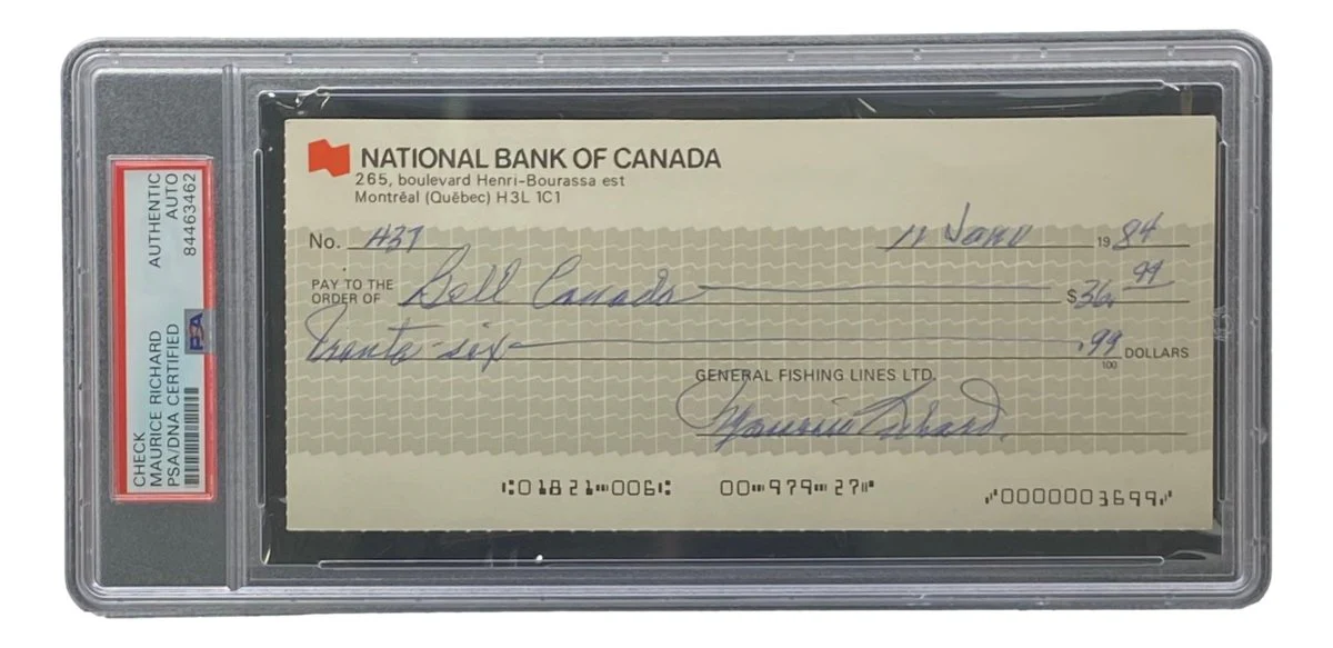 Maurice Richard Signed Montreal Canadiens Bank Check #437 PSA/DNA - Image 3